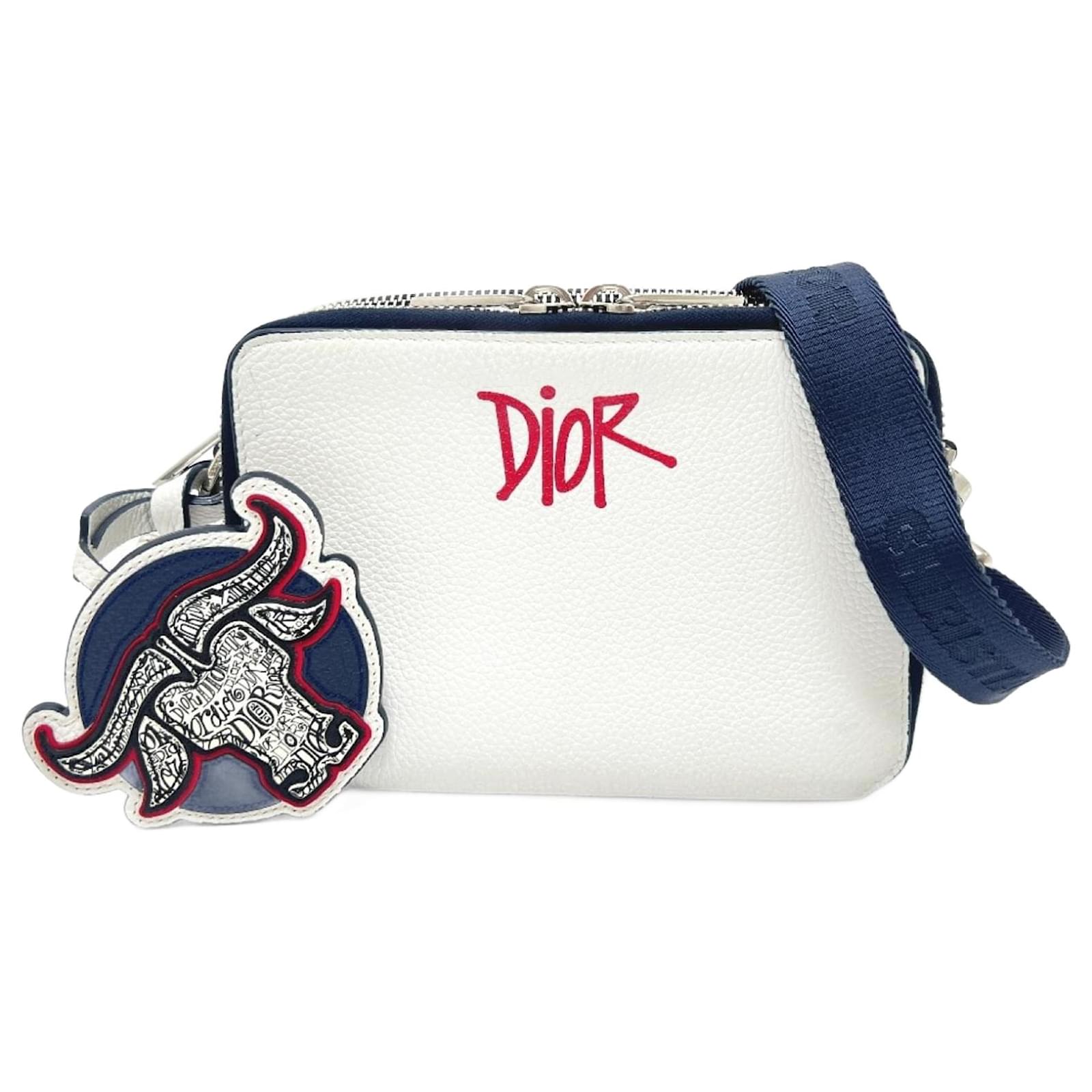 クリスチャンディオール ステューシー コラボ ロゴ Dディオールトート バッグ ディオール Stussy コラボ ポーチ ショルダーバッグ CD ロゴ 紺 新 男