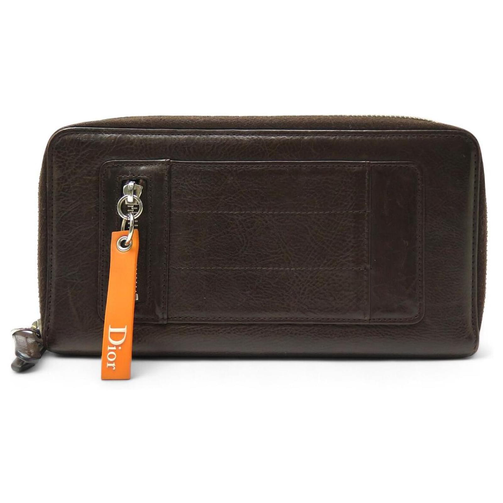 GELDBEUTEL CHRISTIAN DIOR VOR FLUG ENTFERNEN BRAUNES LEDER