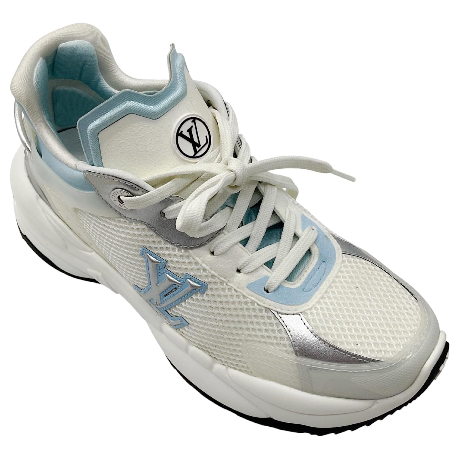 Louis Vuitton White / Light Blue Run 55 Sneaker Leather ref