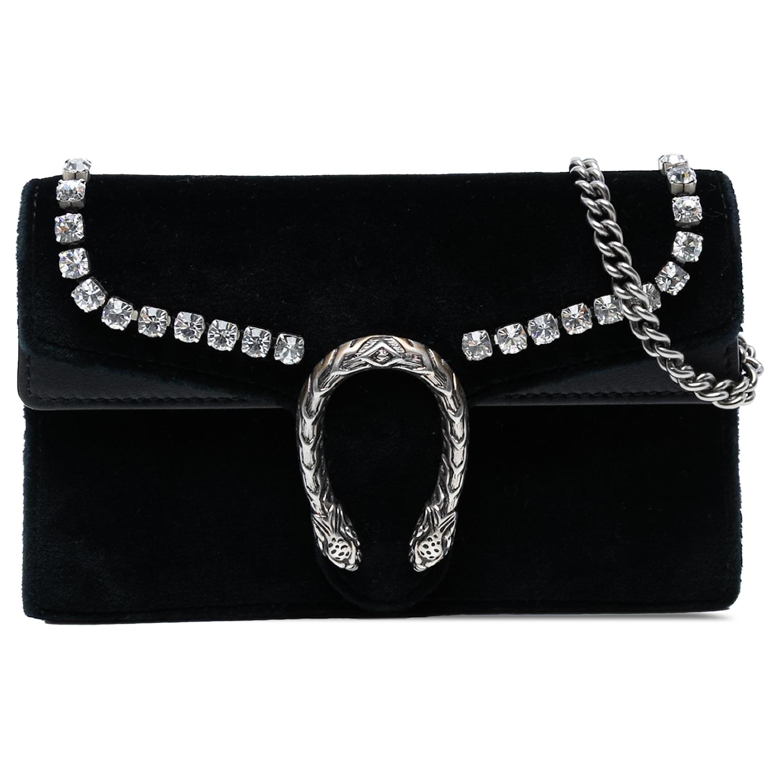 Gucci Mini Dionysus in velluto nero decorato con cristalli Panno