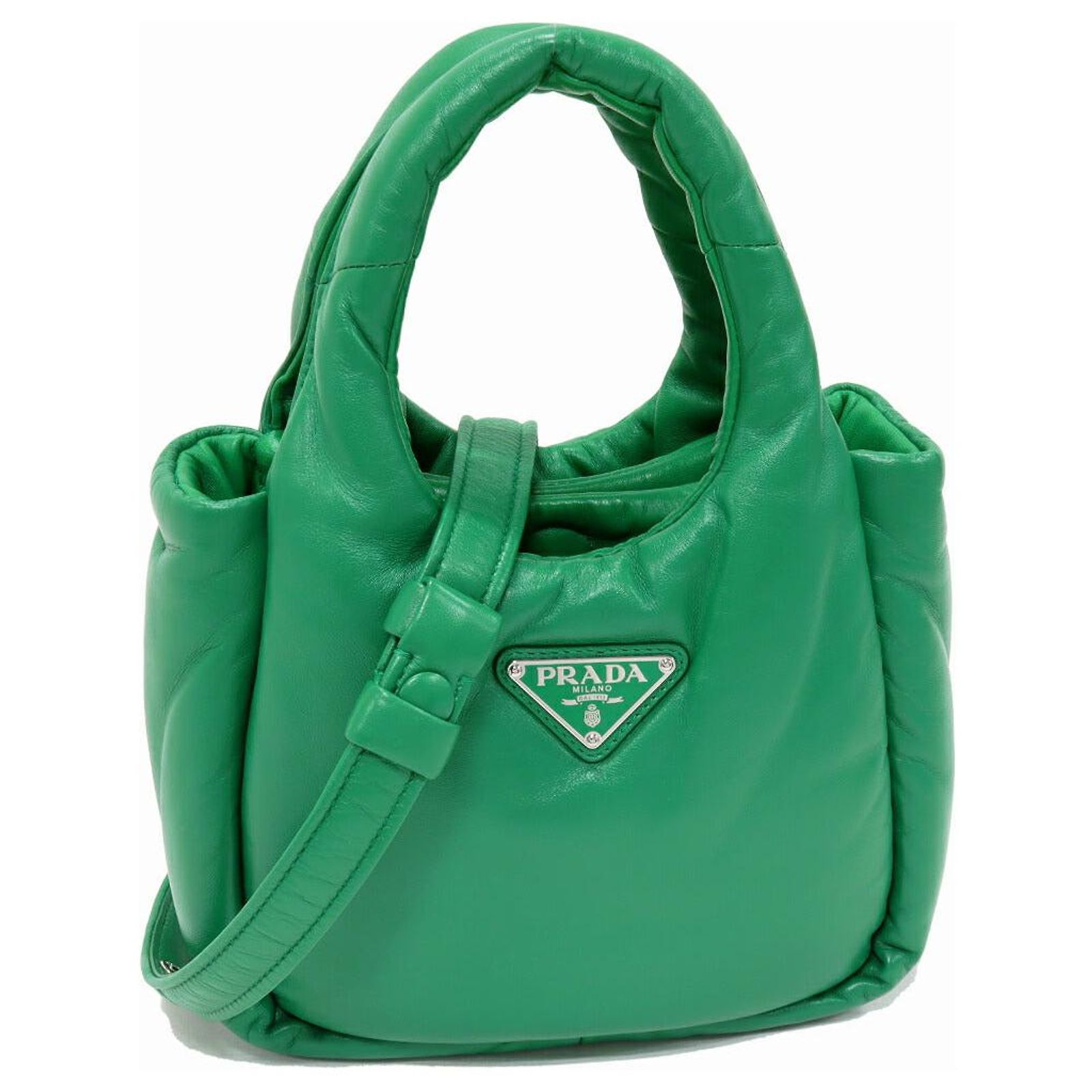 Prada Padded Nappa Triangle 2way Bag Nappa Leather Green ref 