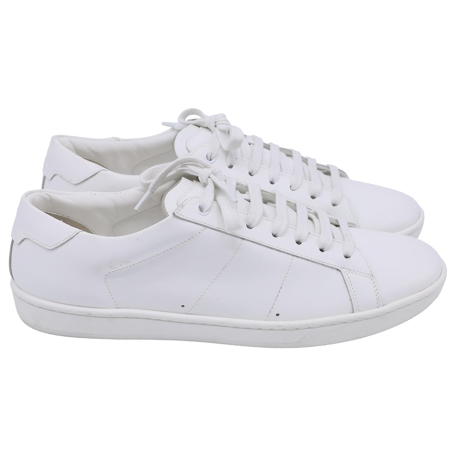 Saint Laurent SL/01 Low-Top Sneakers in White Calf Leather Cream 
