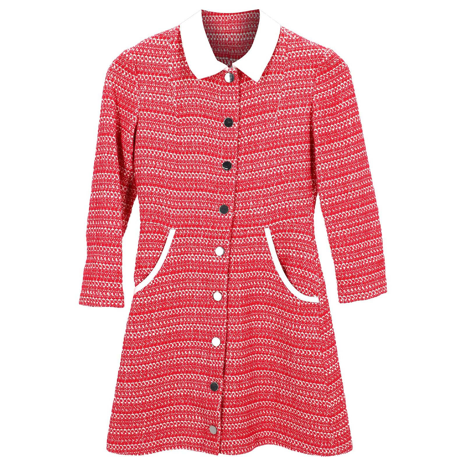 open lace back dress MAJE. Red and blue tweed dress, size 3(m)  Hibuy market