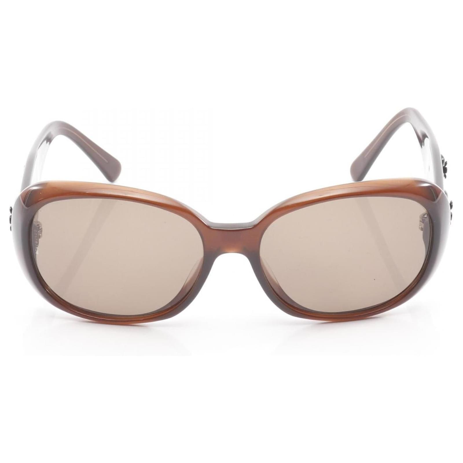 Timeless Chanel Coco Mark Camellia Sunglasses Brown Plastic ref