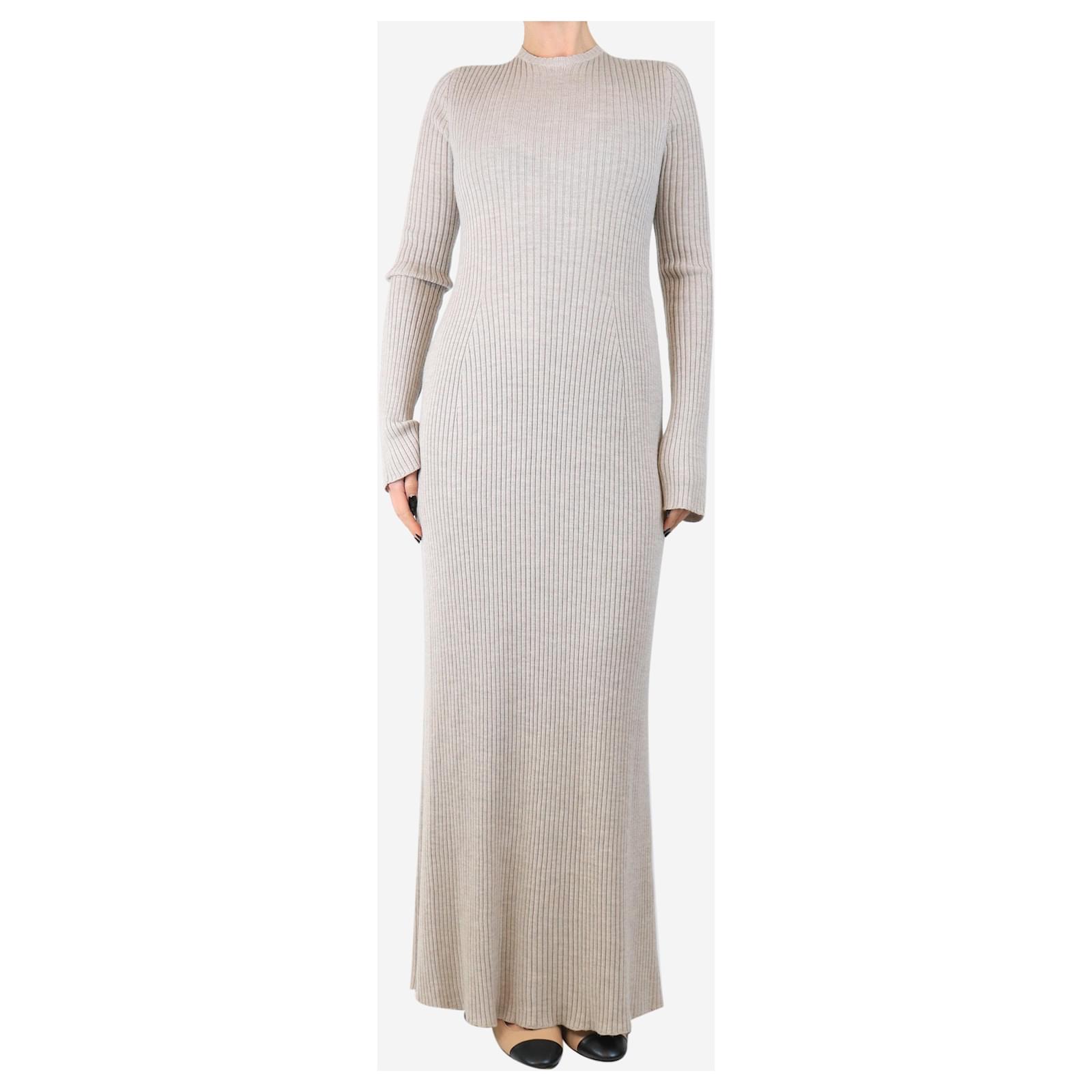 Chlo Natural grey ribbed knit maxi dress - size M Wool ref.JC2583783  (Sold) - Joli Closet