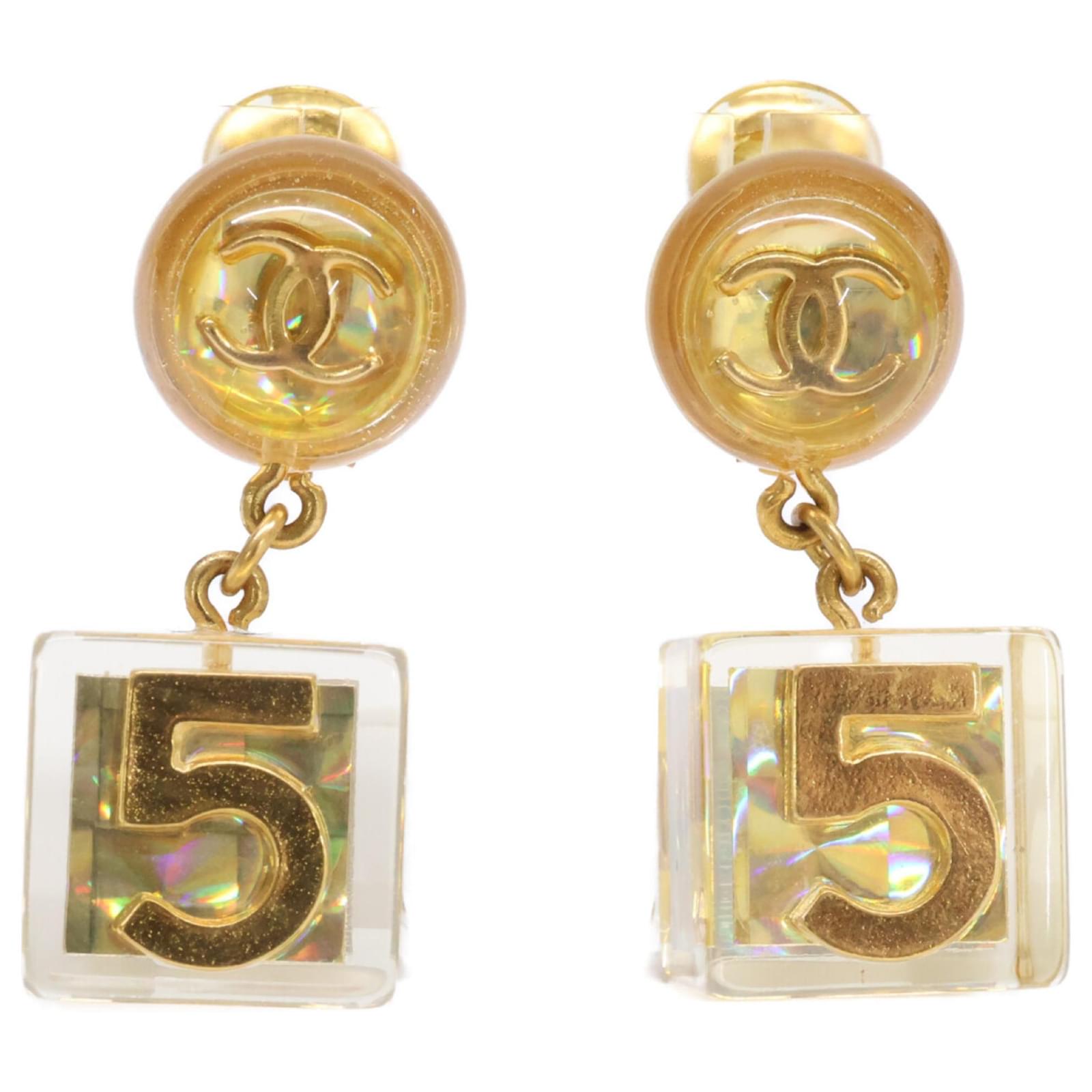 Chanel 97P Hologram Coco Mark 5 Cube Earrings Golden ref.2586331  