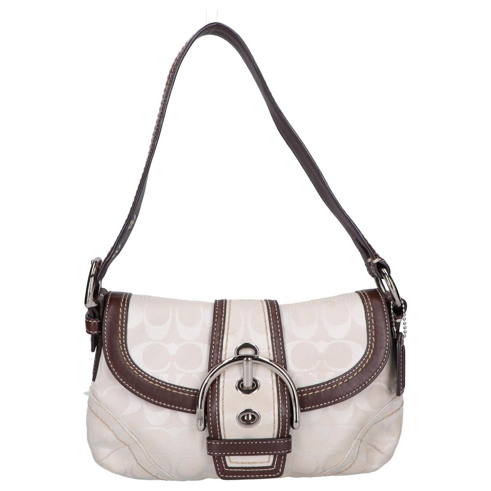 COACH 10296 Soho Signature Canvas Shoulder Bag Brown White Cloth