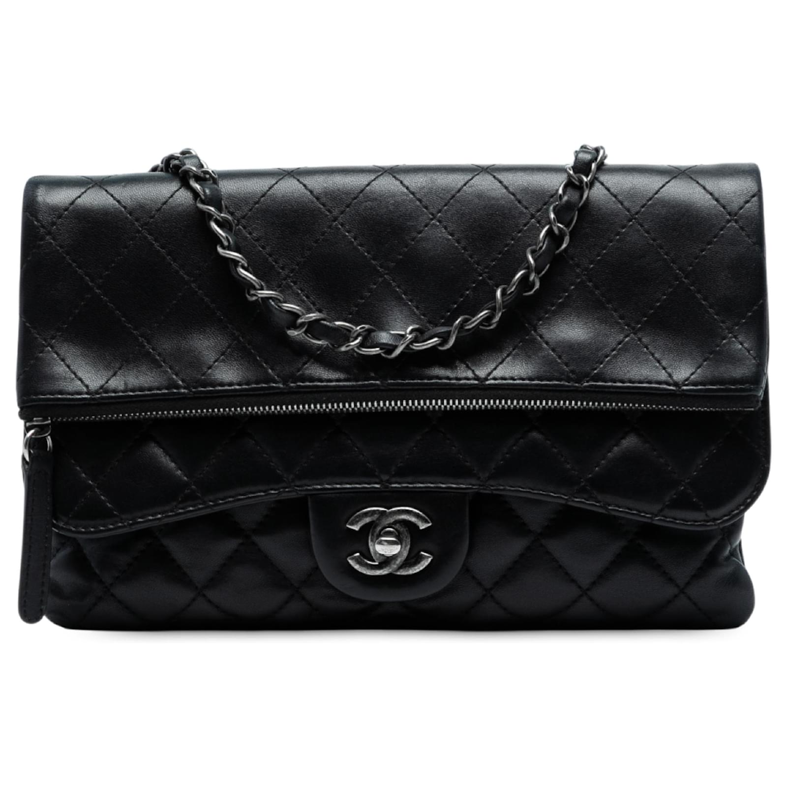 Chanel Black Paris-Salzburg Lambskin Zip Multi Flap Leather ref