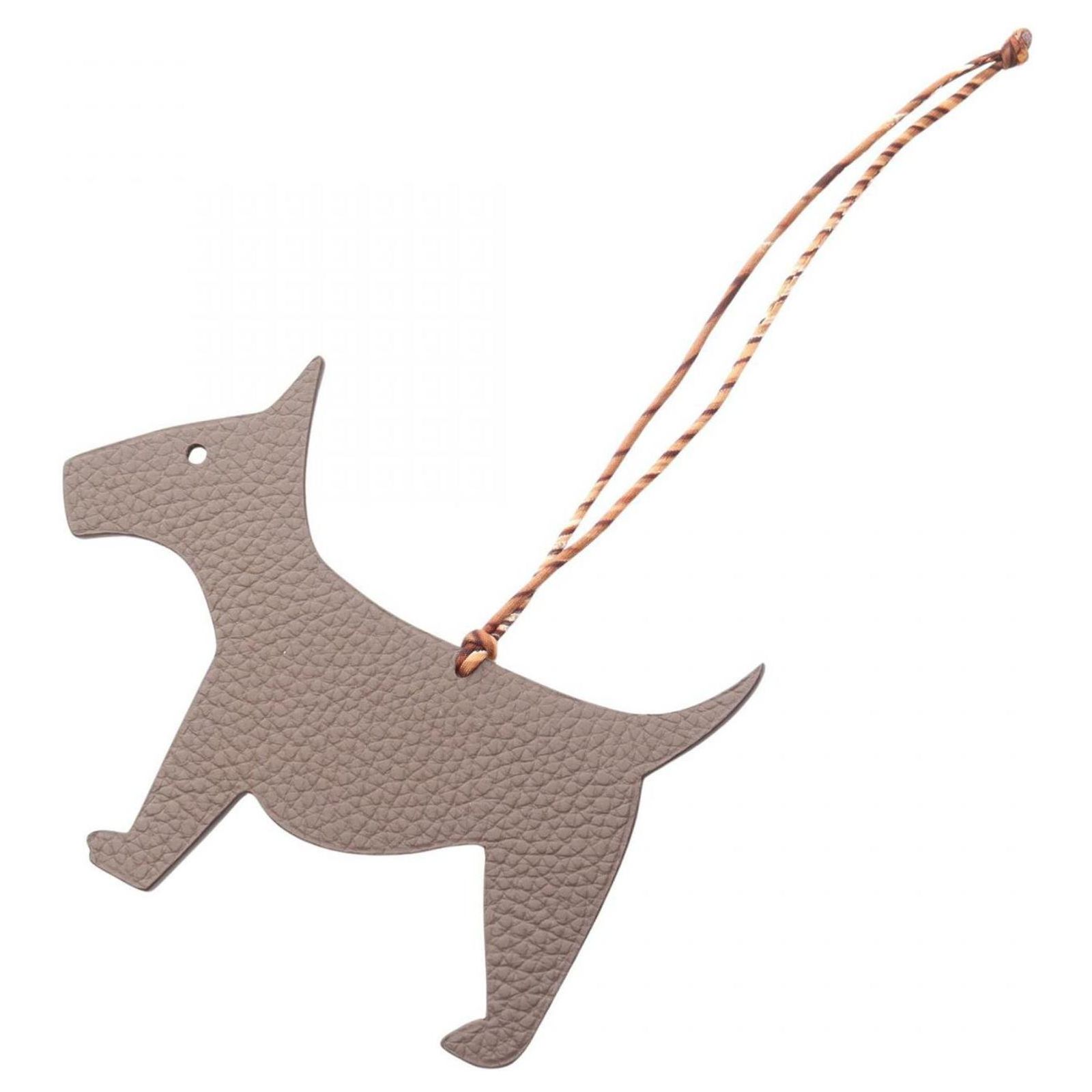 Hermès Hermes Petit H Dog Charm Accessory Pink Beige Leather Silk 