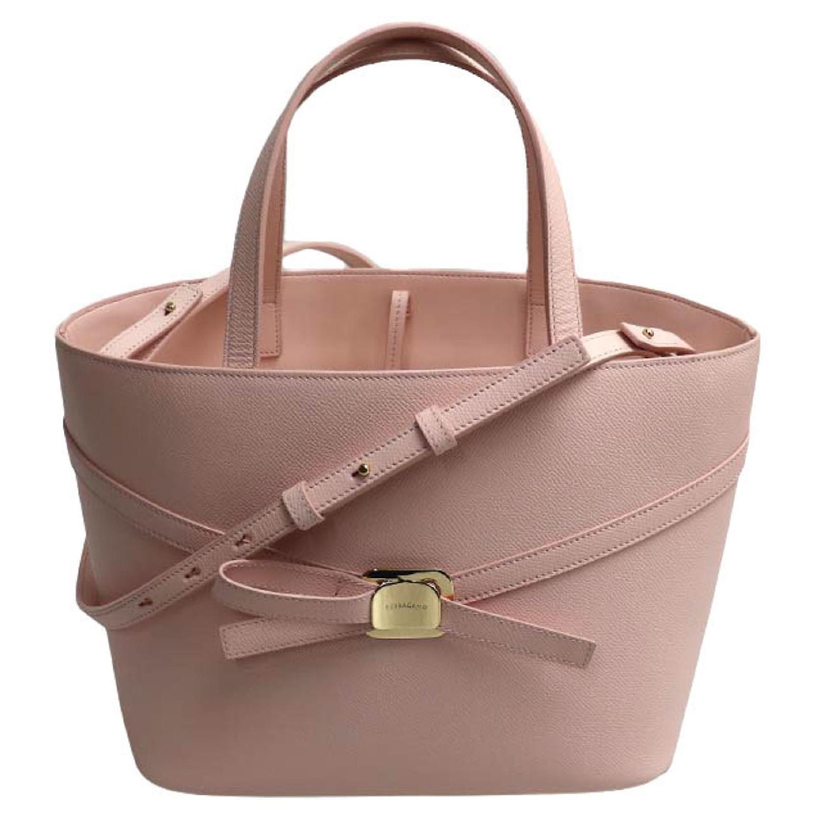 Salvatore Ferragamo New Vara Plate 2-Way Tote Bag Pink Leather ref