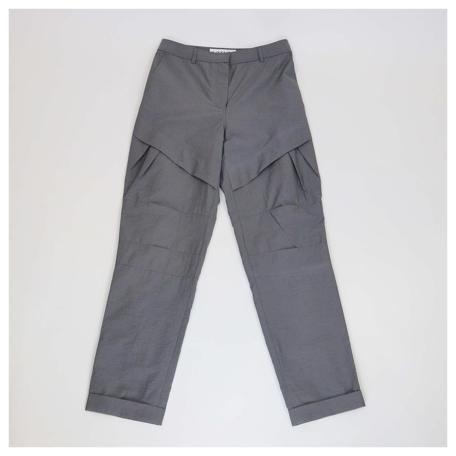 Loewe Grey Cotton Nylon Blend Pleated Pants Polyamide ref.2590689