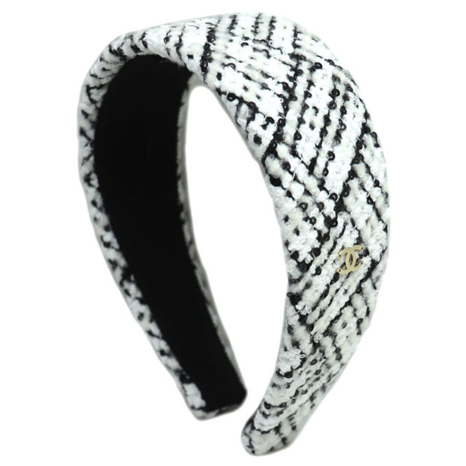 Chanel Tweed Coco Mark Hair Headband White ref.2591932 