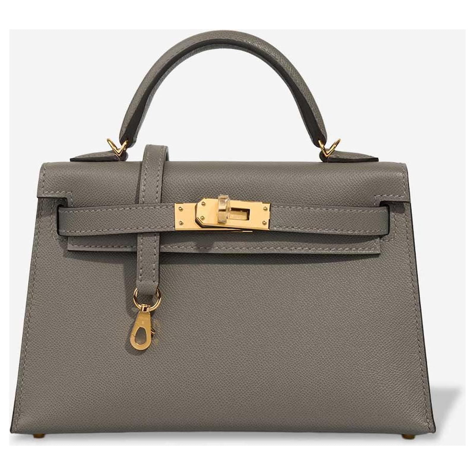 Hermès HERMES Kelly Mini Bag in Gray Leather - 102981 Grey ref
