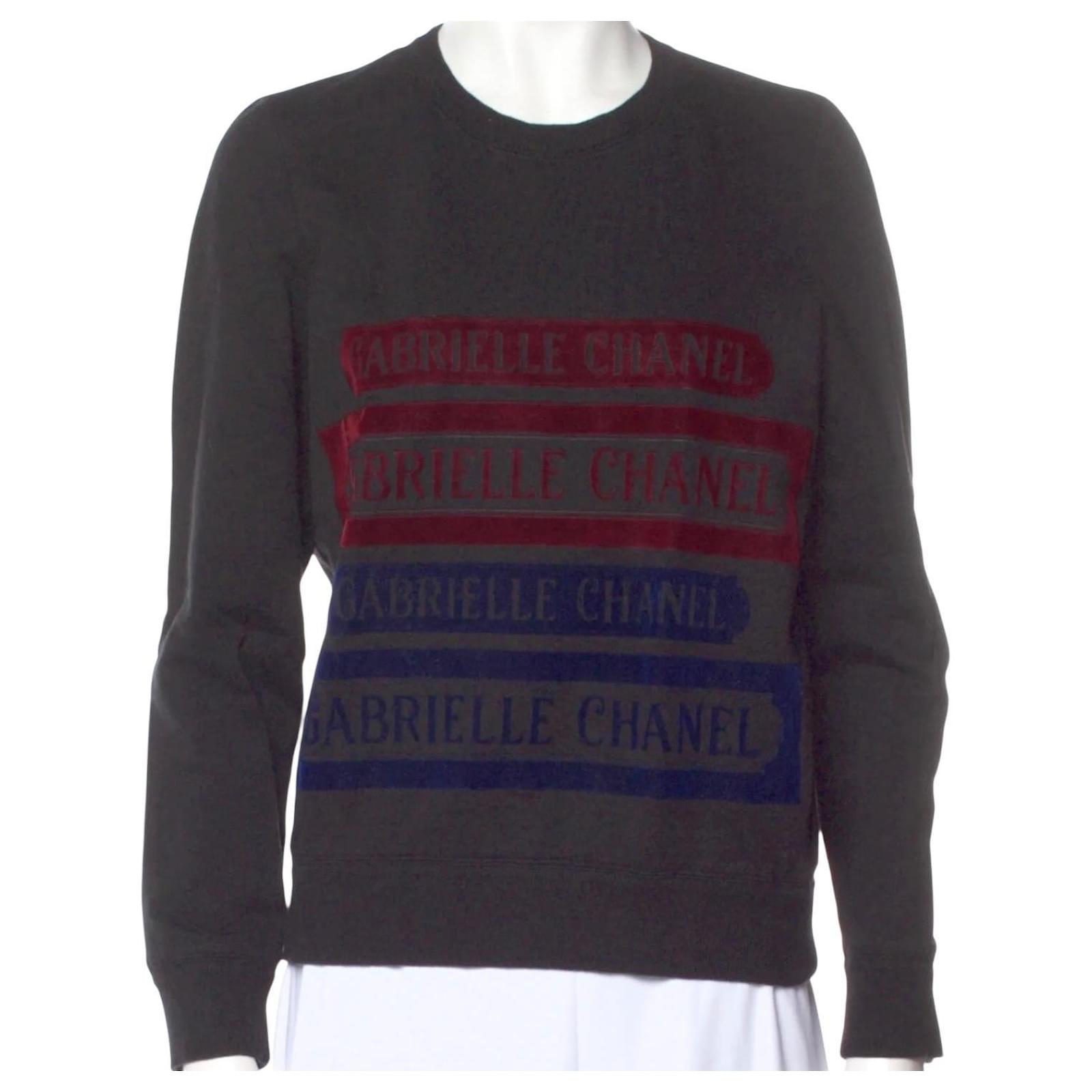 Chanel 17B Black Navy Red Gabrielle Logo Pullover Sweater FR 46