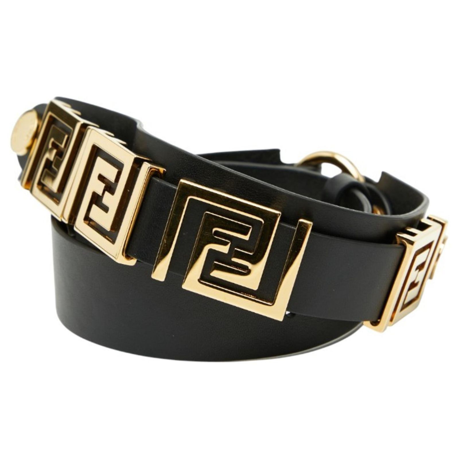 Fendi Black and Gold Women\'s Belt Fendi Canvas Calfskin Baguette Belt 85 34 Black Brown  main image 3