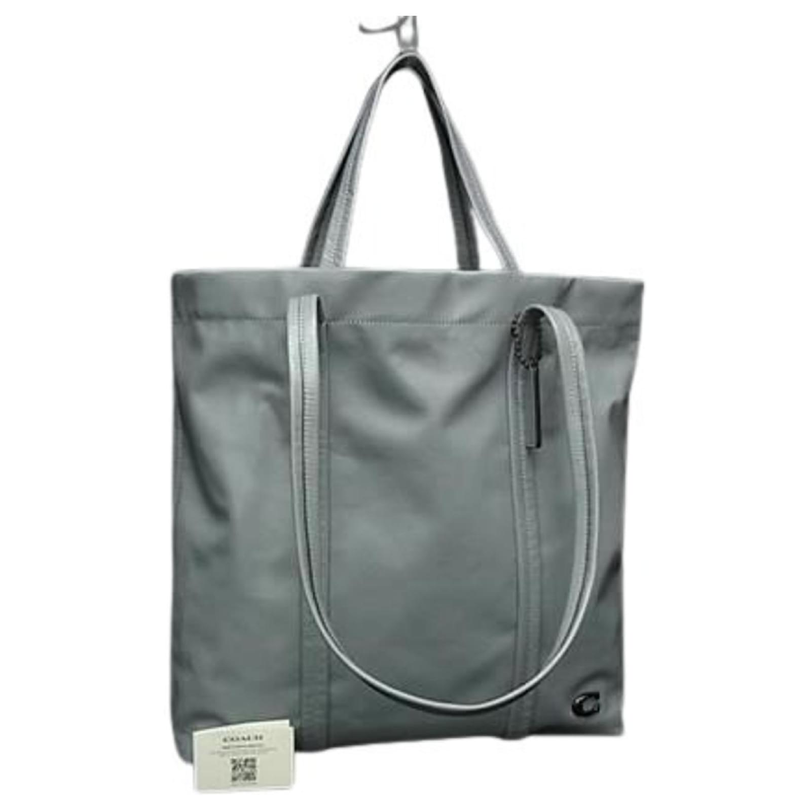 COACH Hall Tote 33 CO840 Blue-Gray Leather Bag Brown ref.JC2595372