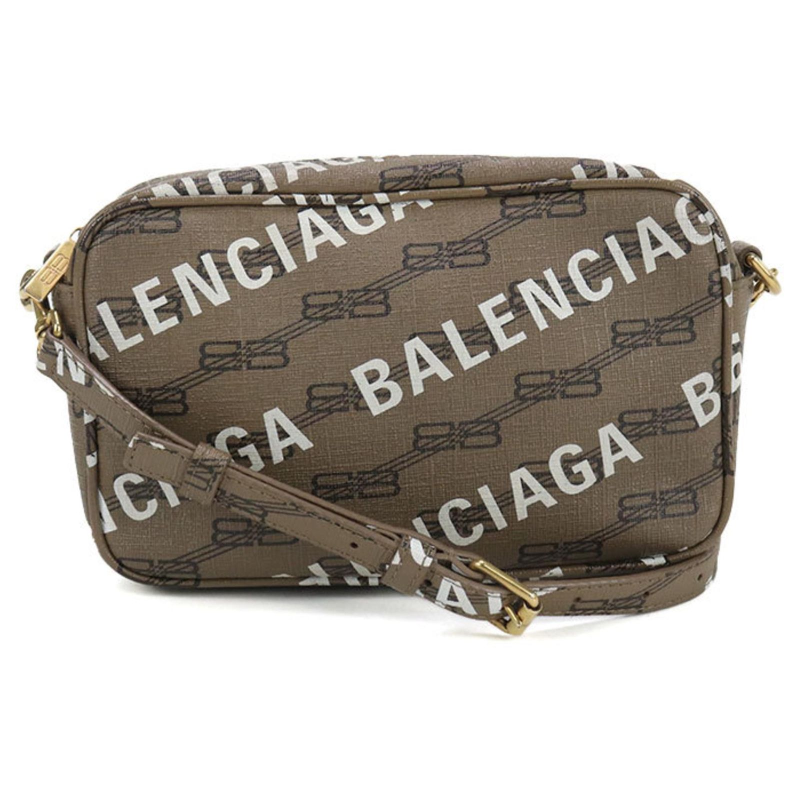Balenciaga BB Monogram Crossbody Shoulder Bag Brown Plastic ref 