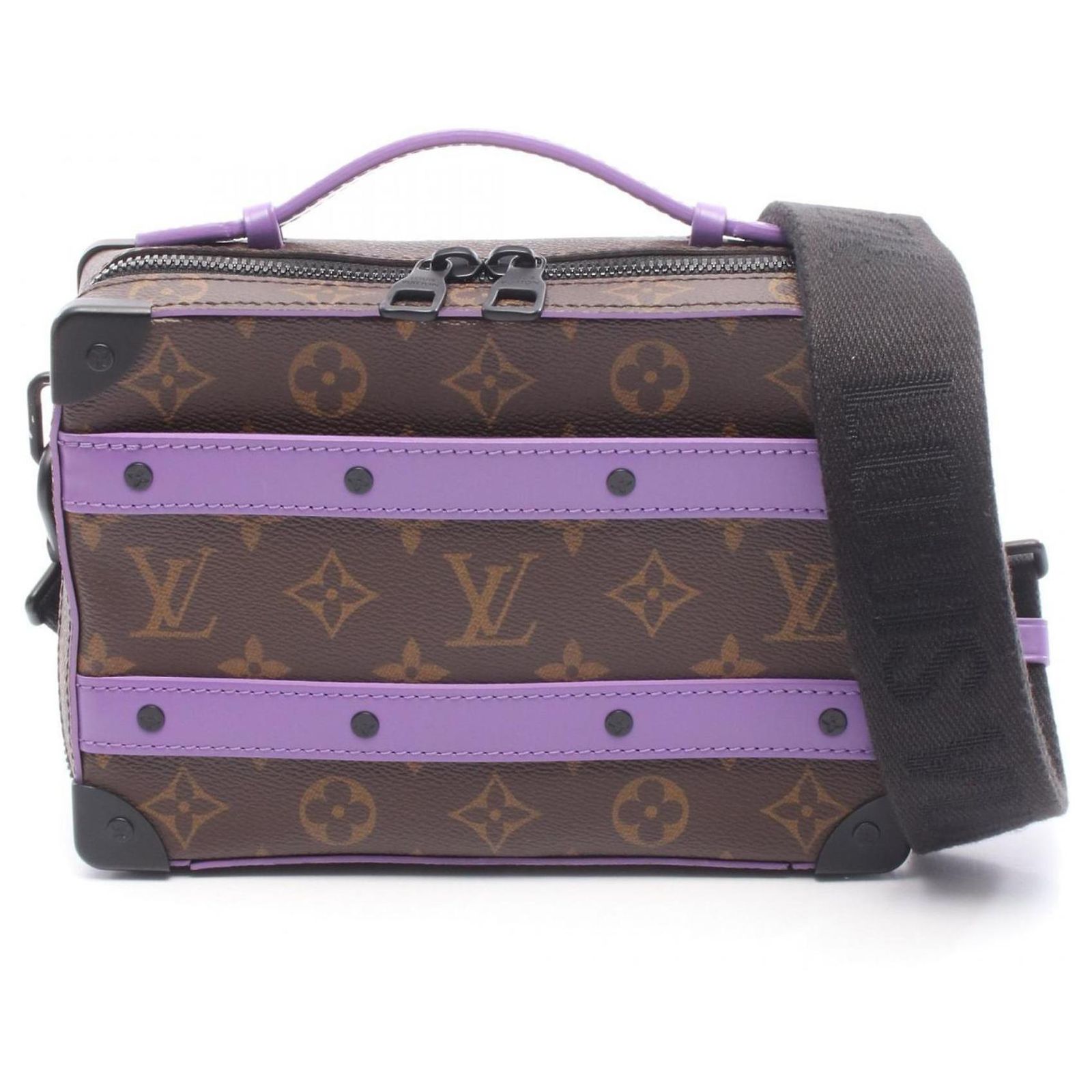 Louis Vuitton Soft Trunk Handbag Brown Purple Monogram Leather