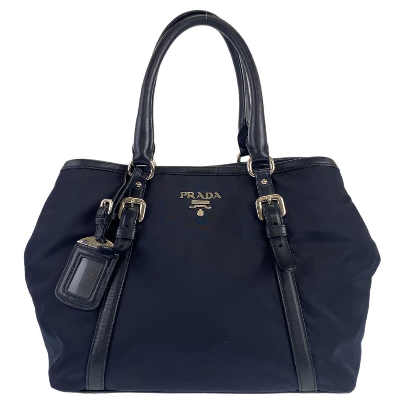 Prada Tessuto Nylon Leather Tote Handbag Blue ref.2604822 - Joli 