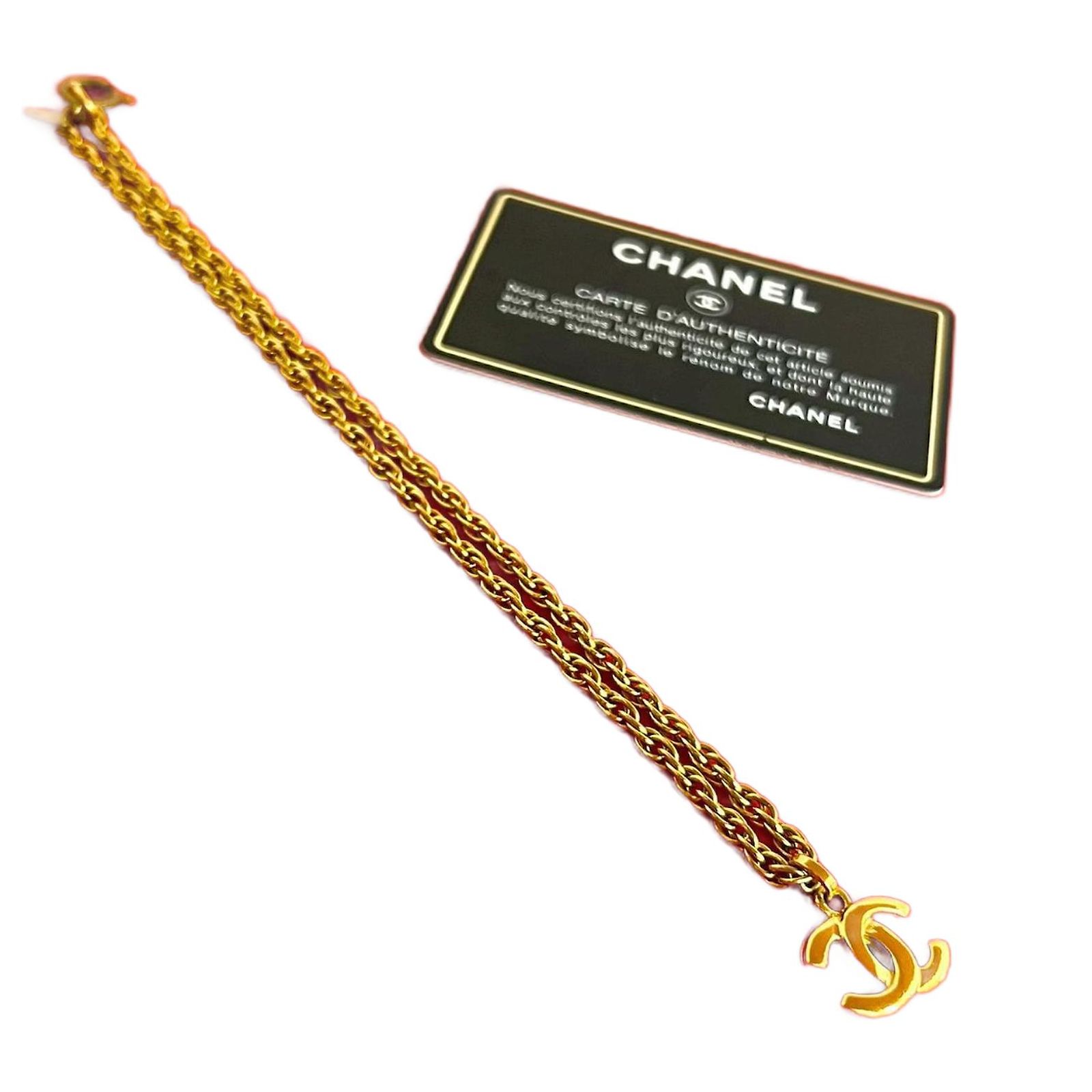 Timeless Chanel Coco Mark Necklace Golden Metallic Metal ref 