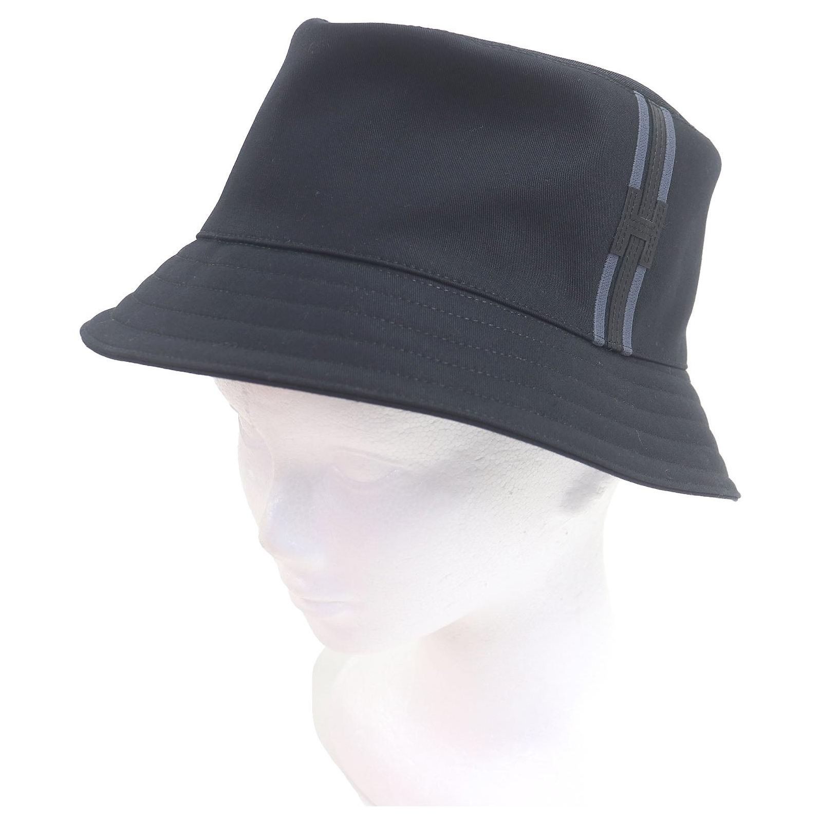 Hermès Hermes Fred H Stripe Cotton Bucket Hat Blue ref  display picture 2