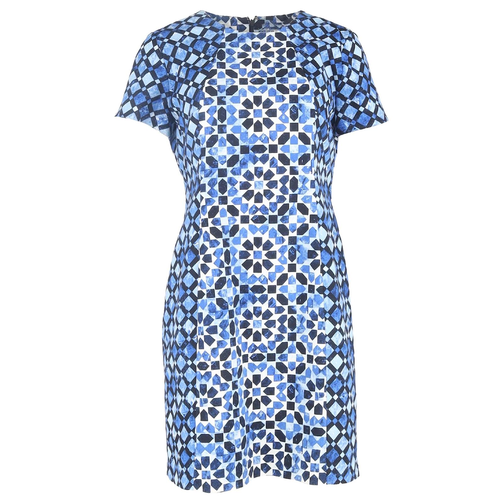 Michael Michael Kors Printed Mini Dress in Blue Cotton (Sold) - Joli Closet Michael Michael Kors Printed Mini Dress in Blue Cotton (Sold) - Joli Closet