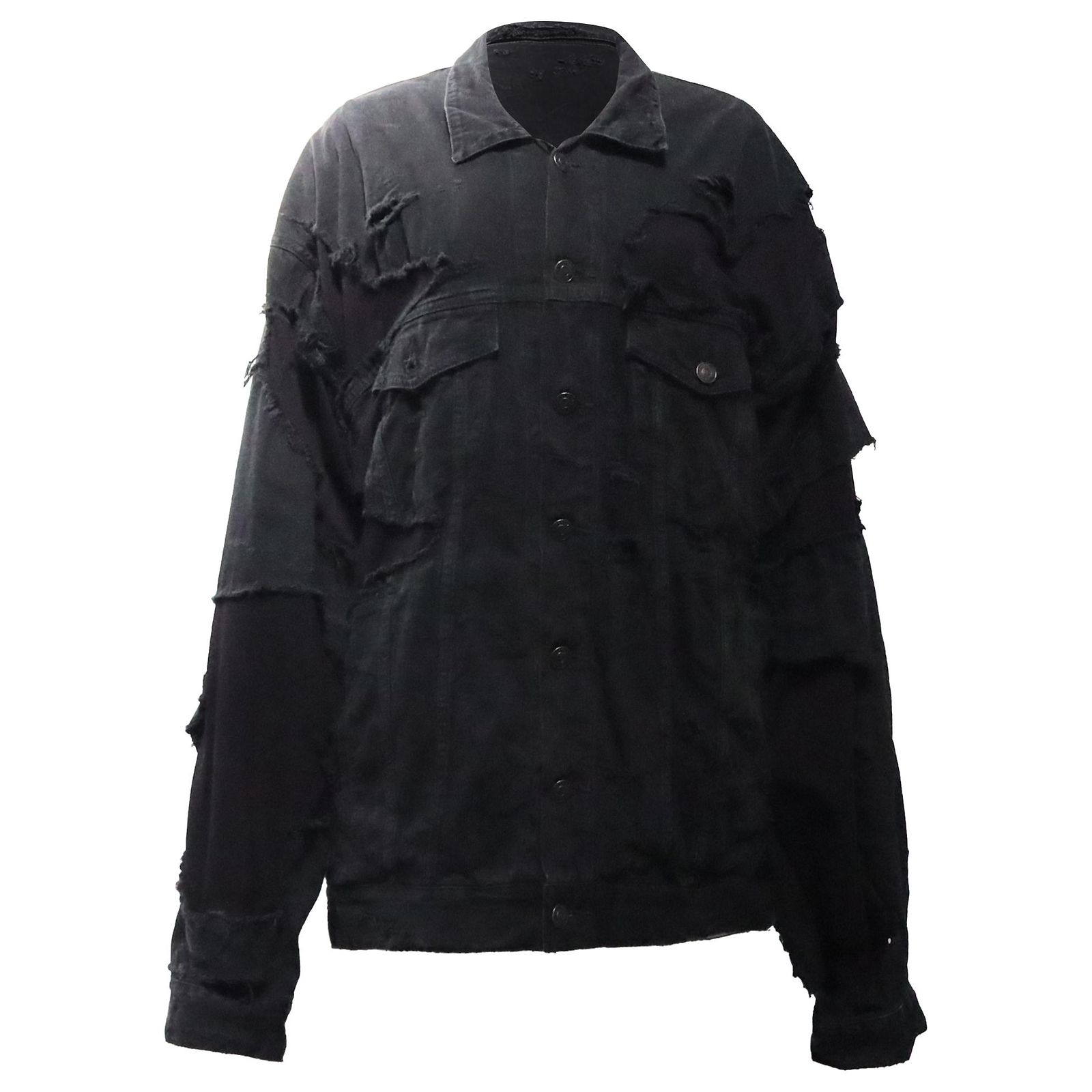 Balenciaga Unity Sports Icon Patchwork Denim Jacket in Black