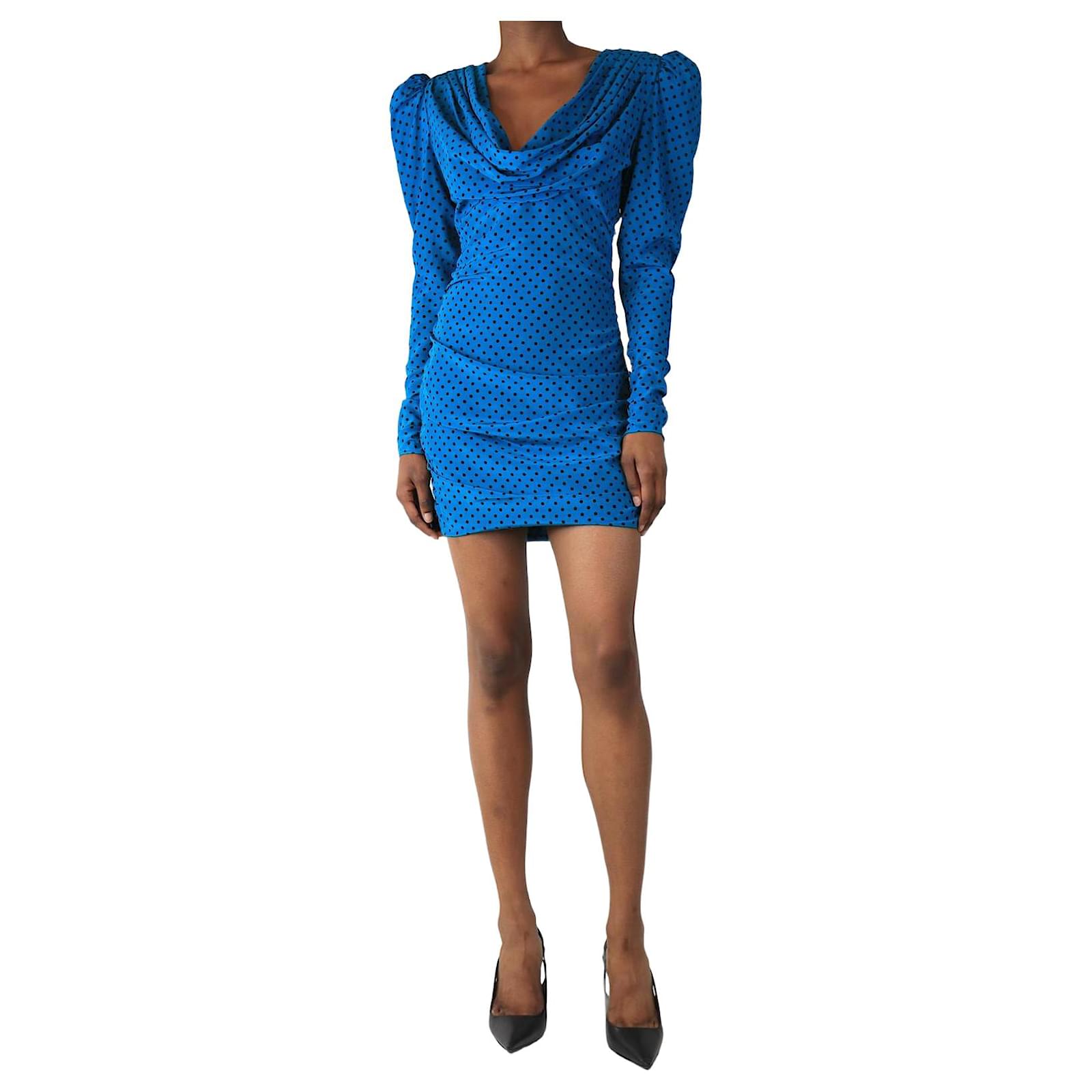 princess polly baby blue dress Alessandra Rich Draped Heart-Print Silk Mini Dress with Bow