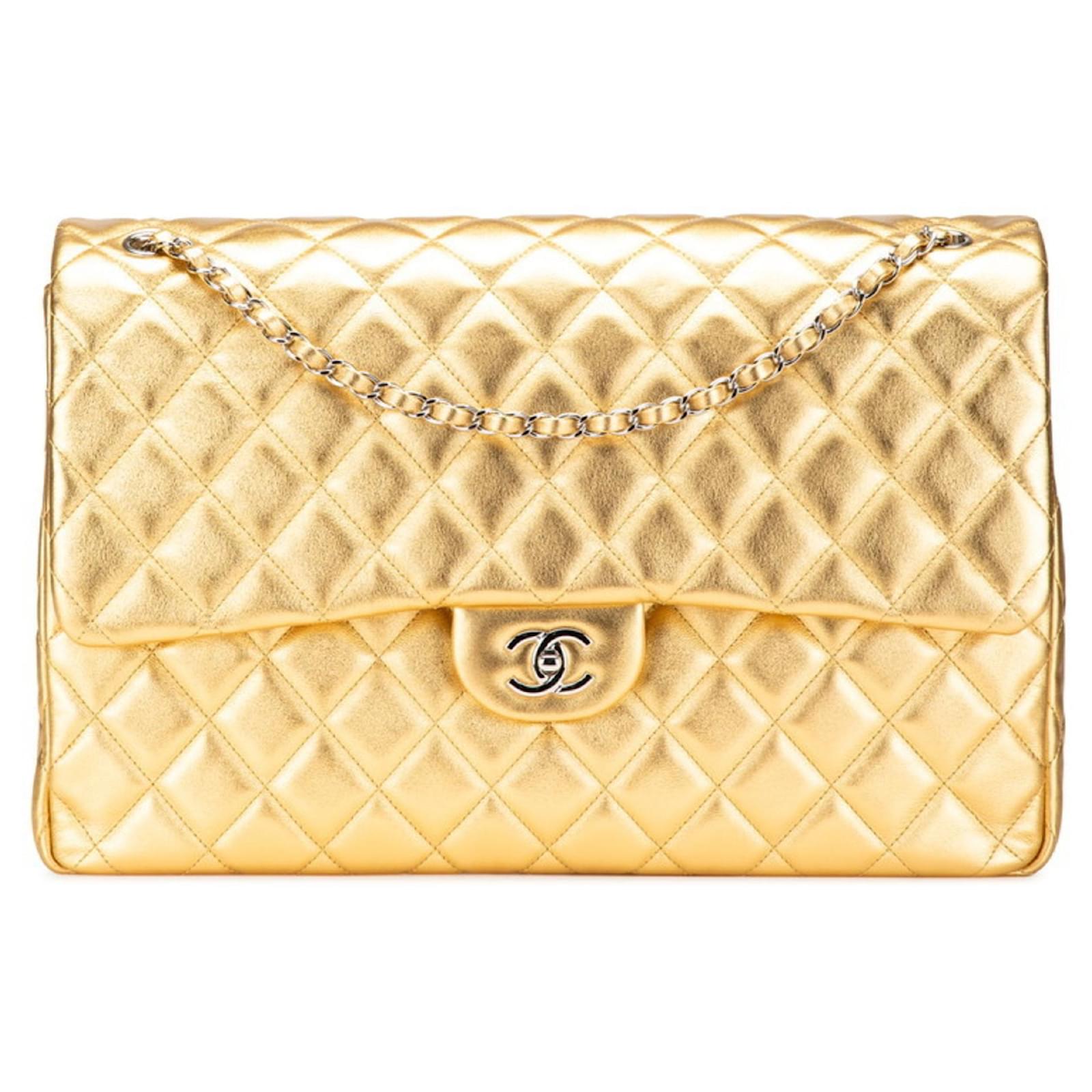 Chanel Matelasse 40 Coco Mark Chain Shoulder Bag Golden Leather