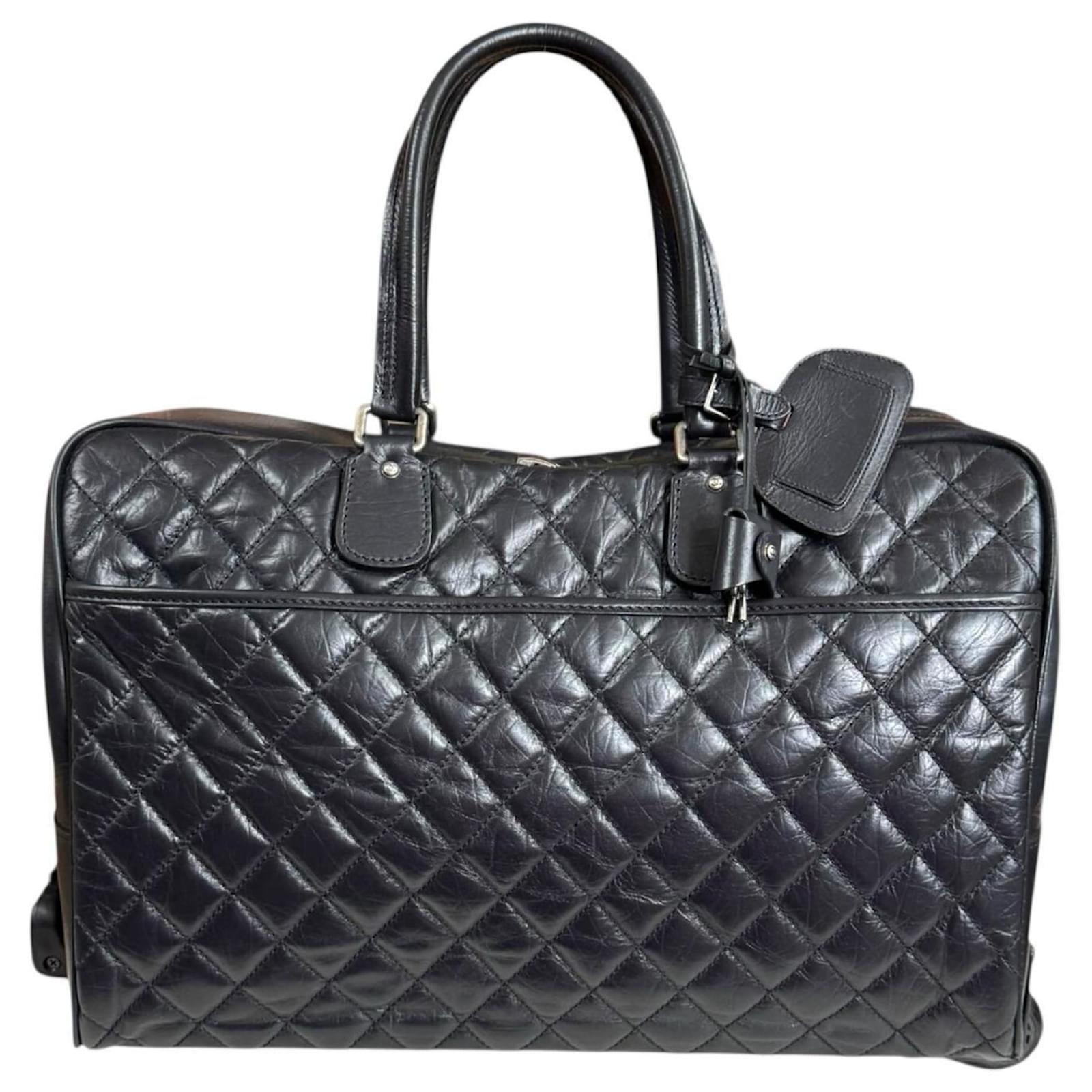 Chanel Paris New York Line Carry-On Bag Black Leather ref