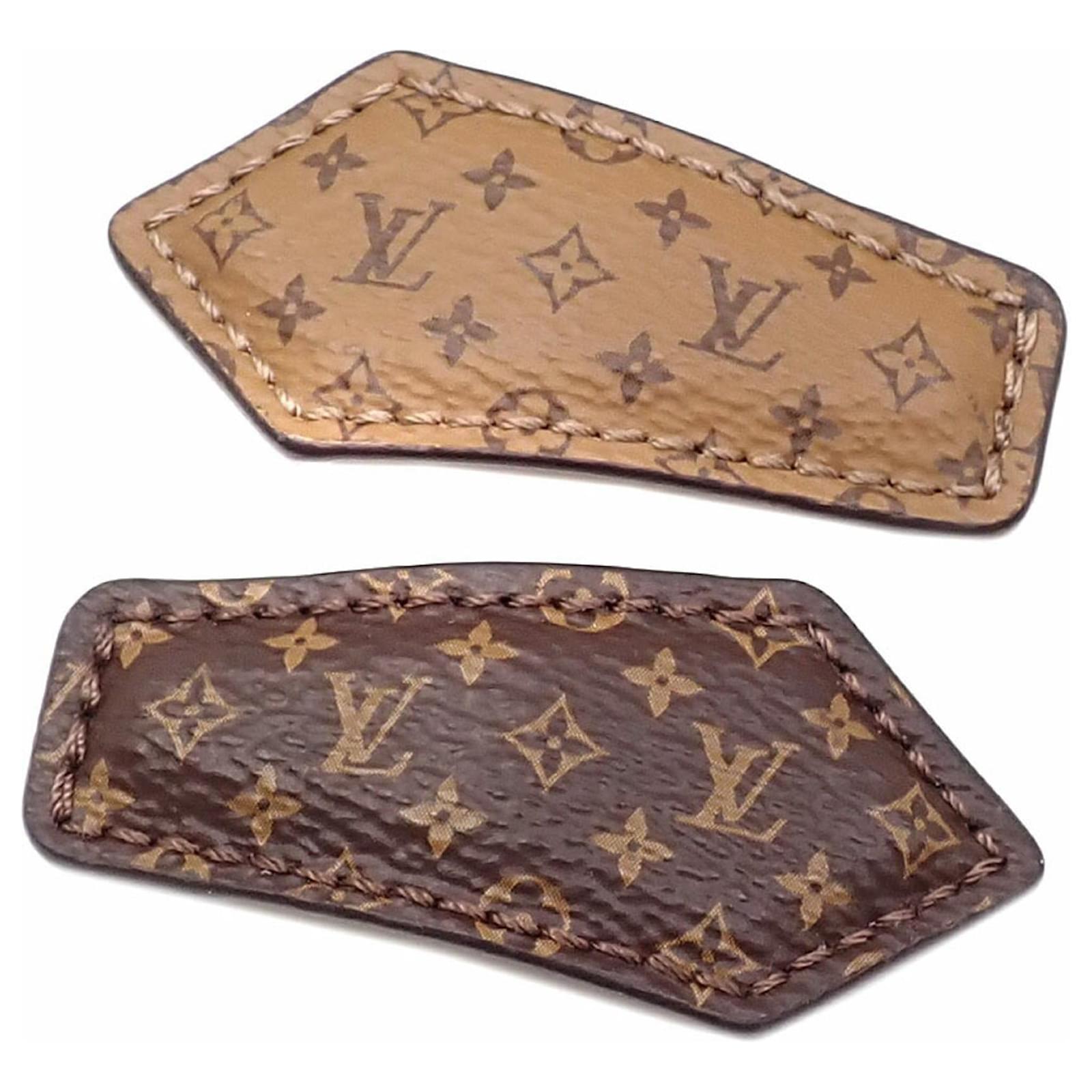 ルイ・ヴィトン Backstage Hair Clip Leather Louis Vuitton LV Backstage Mini Hair Clip Brown Patent leather