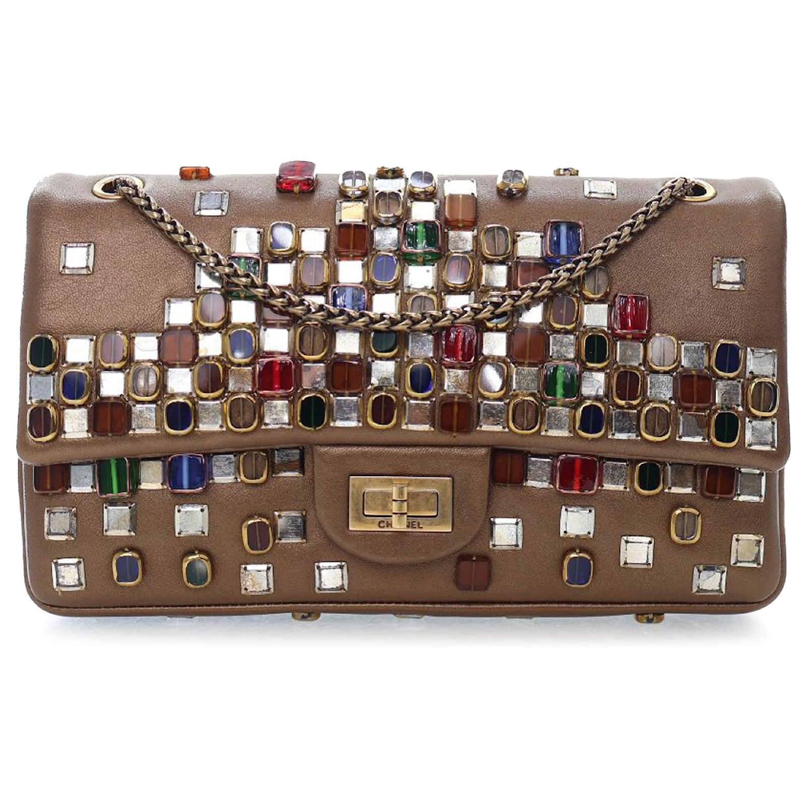 Chanel Brown Paris Byzance Gripoix Bijoux Reissue 2.55 Calfskin