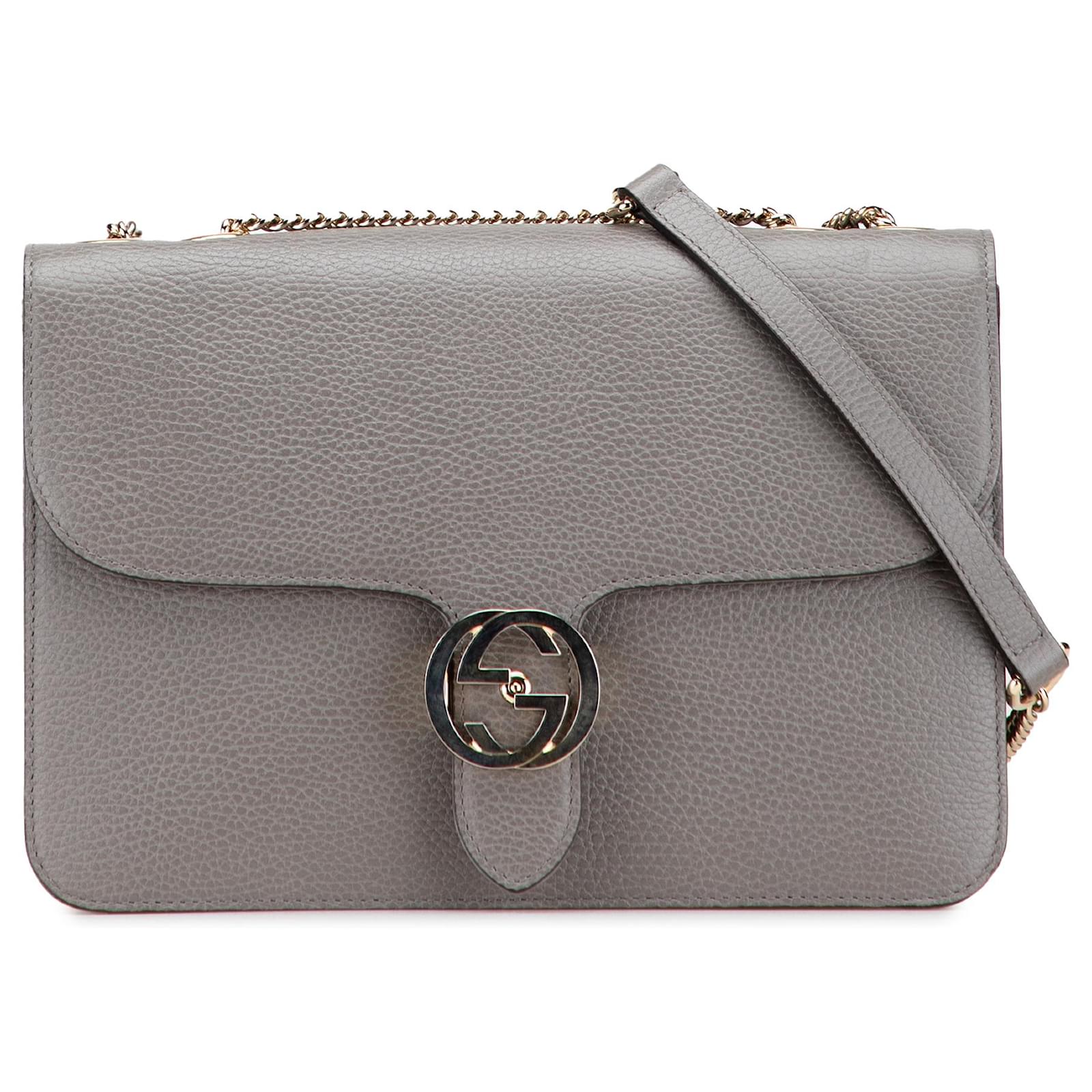 Gucci Gray Medium Dollar Calfskin Interlocking G Crossbody Brown