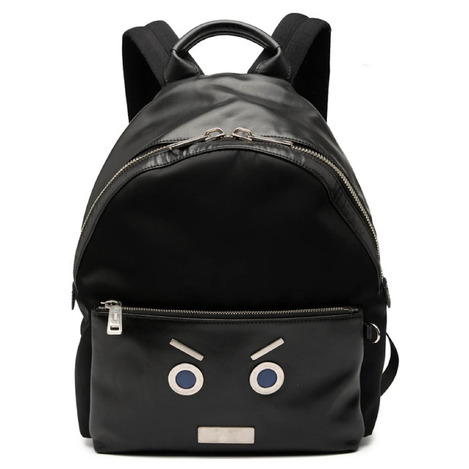 FENDIバッグ Fendi Face Backpack 7VZ012 Black Leather Nylon ref.2625641 - Joli