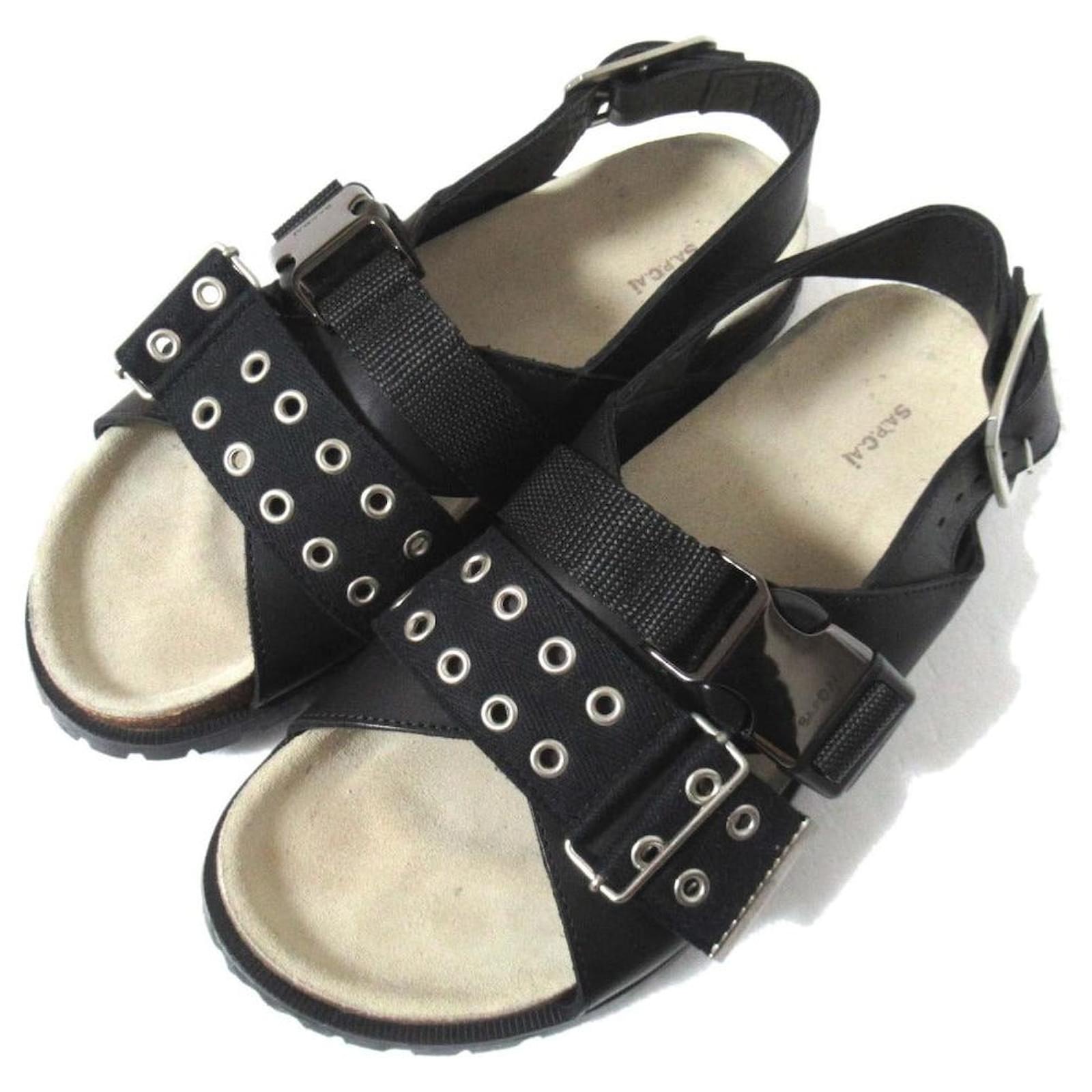 sacai×A.P.C. Jules Leather Sandals 41サイズ Sacai×A.P.C Jules sandals sandals Black Leather ref.2627204 - Joli
