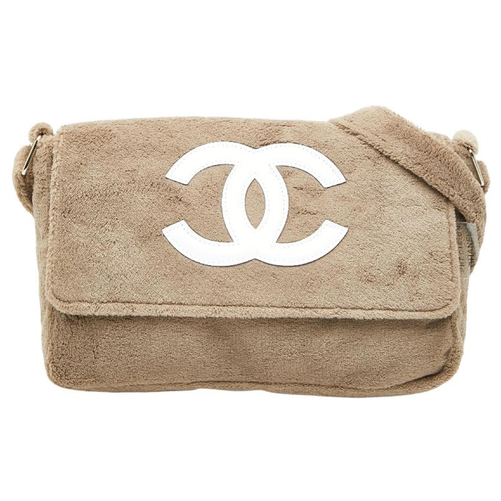 Chanel Coco Mark Novelty Crossbody Shoulder Bag White Beige Faux