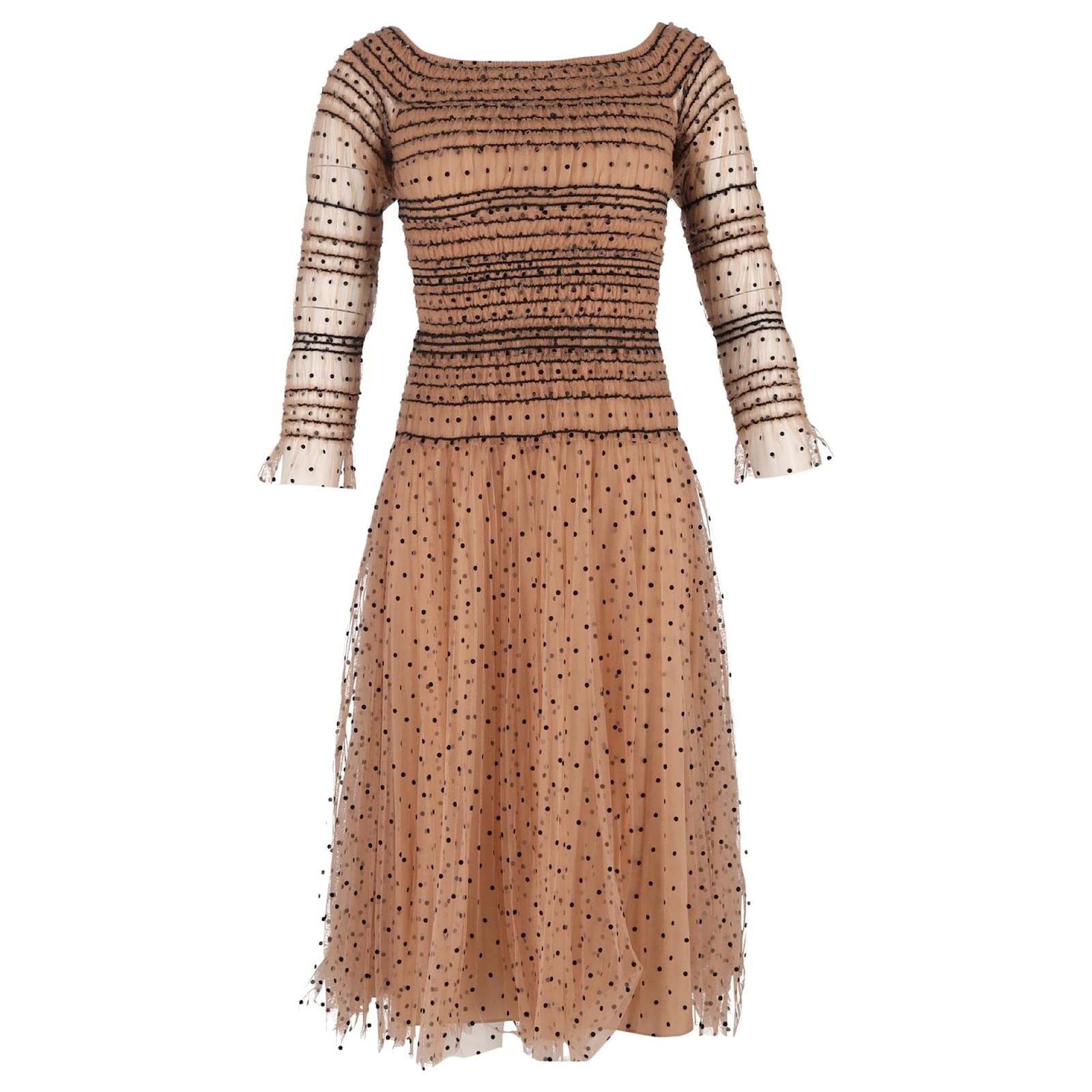 brown off shoulder midi dress Basic Off The Shoulder Midi Dress Butter / Small main image 1