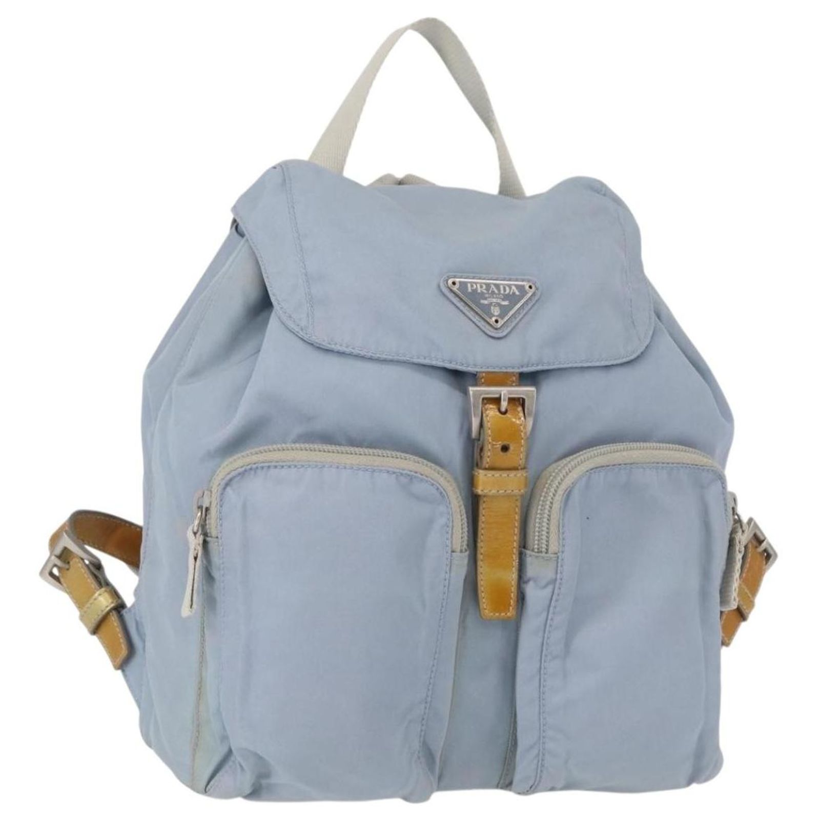Prada Double Front Pocket Backpack Tessuto Small Blue Nylon  display picture 2