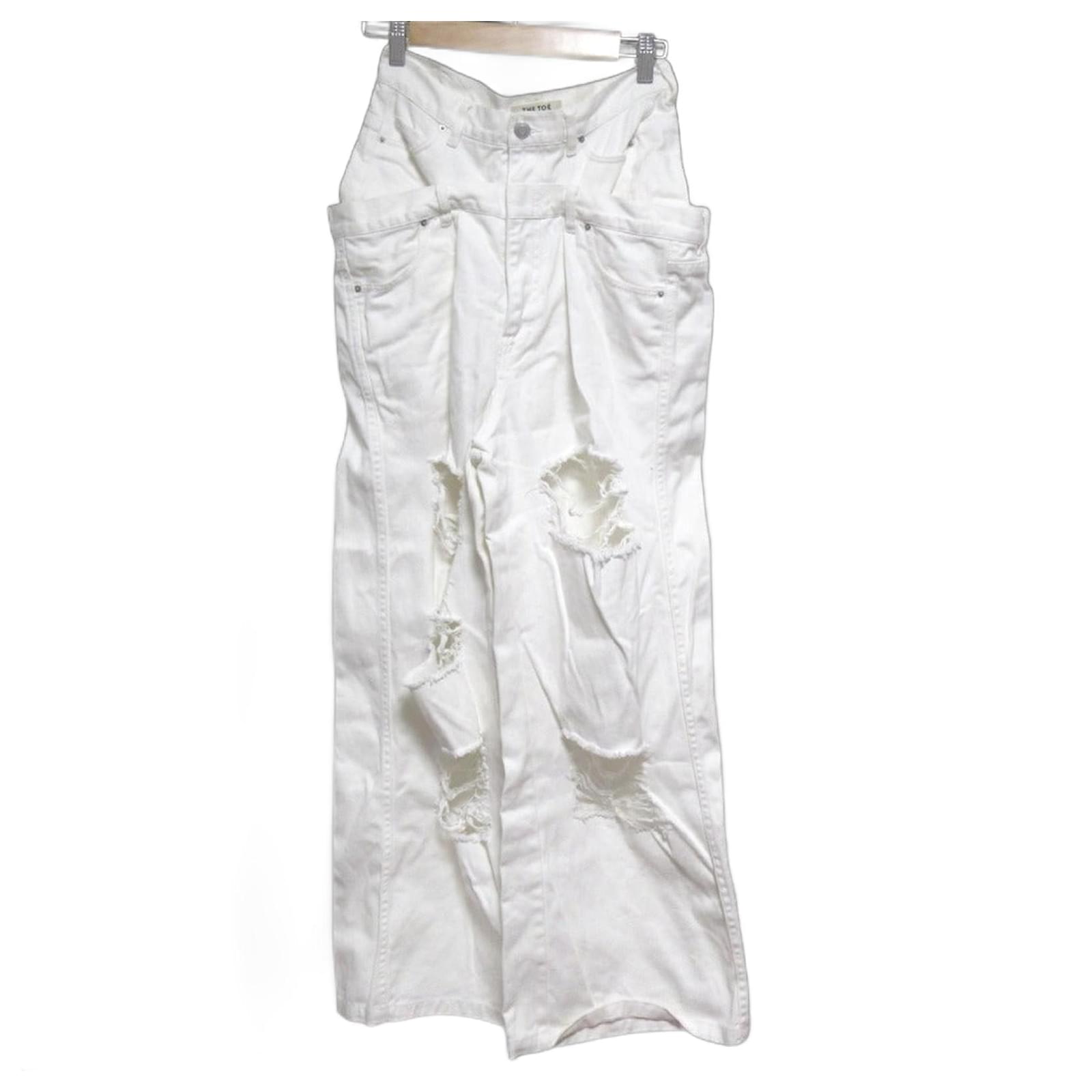 Autre Marque THE TOE LEXINGTON DOUBLE BELT Denim Wide Pants White