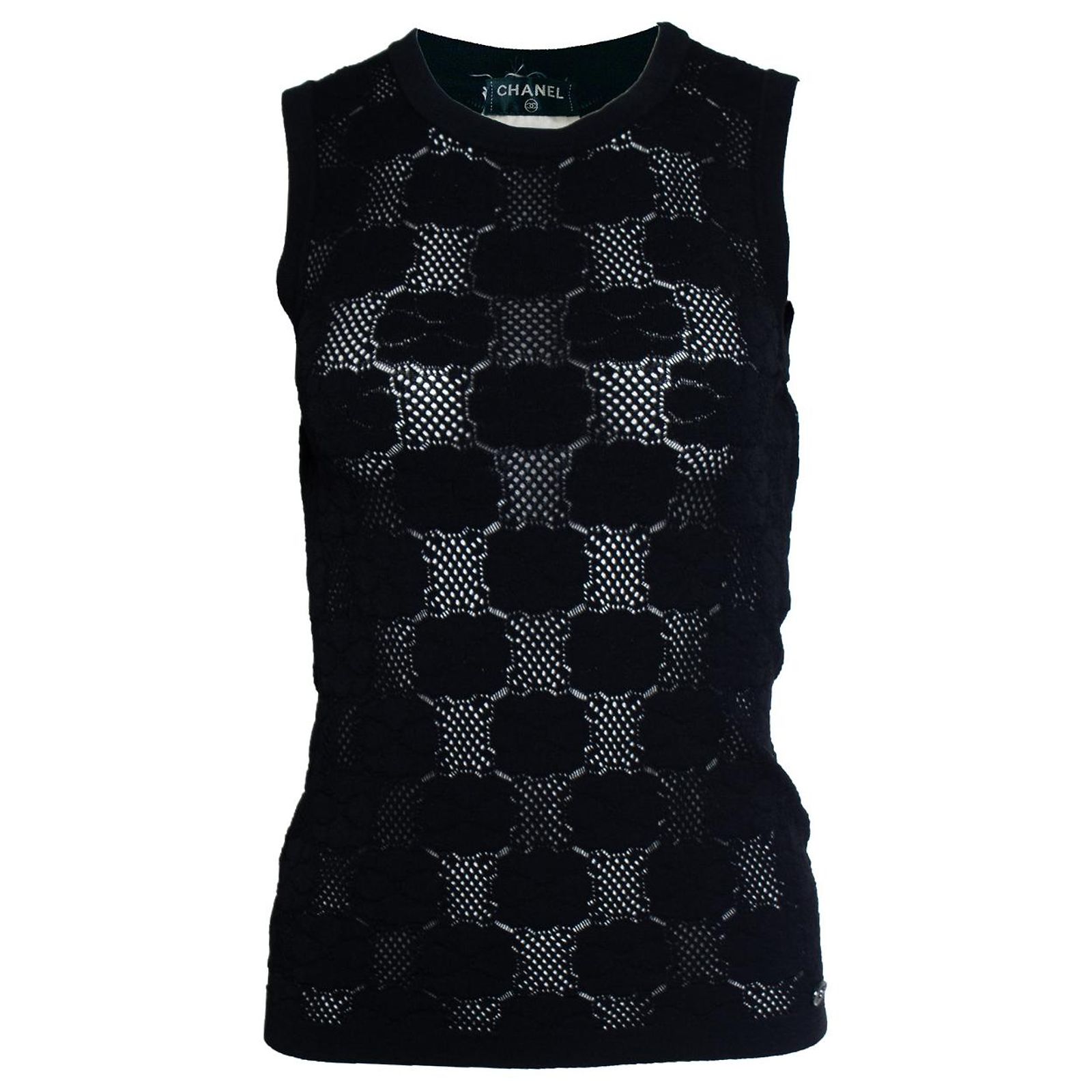 Chanel, black crochet knitted top Viscose ref.2614259 - Joli Closet