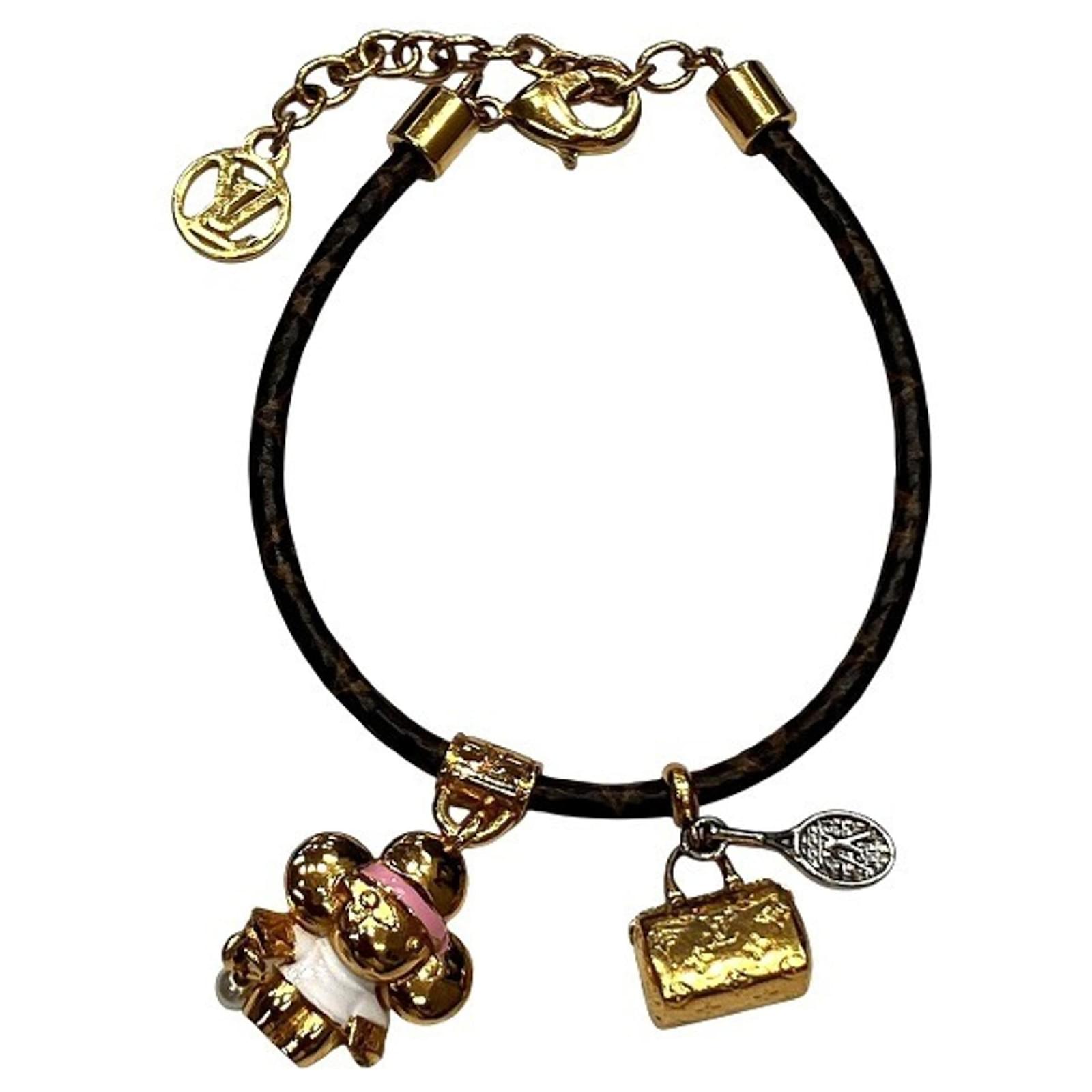 Louis Vuitton Monogram Vivienne Tennis Bracelet Brown Golden