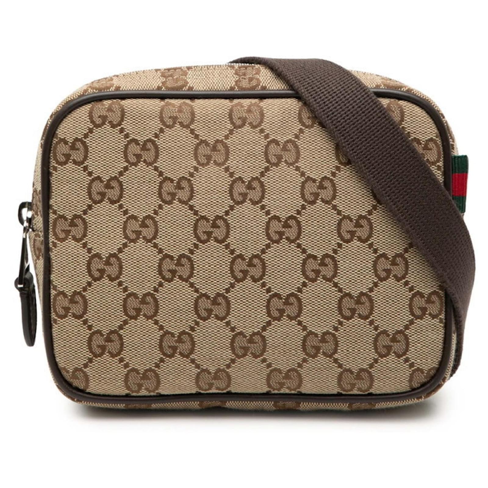 Gucci GG Canvas Crossbody Shoulder Bag Brown Beige Leather Cloth