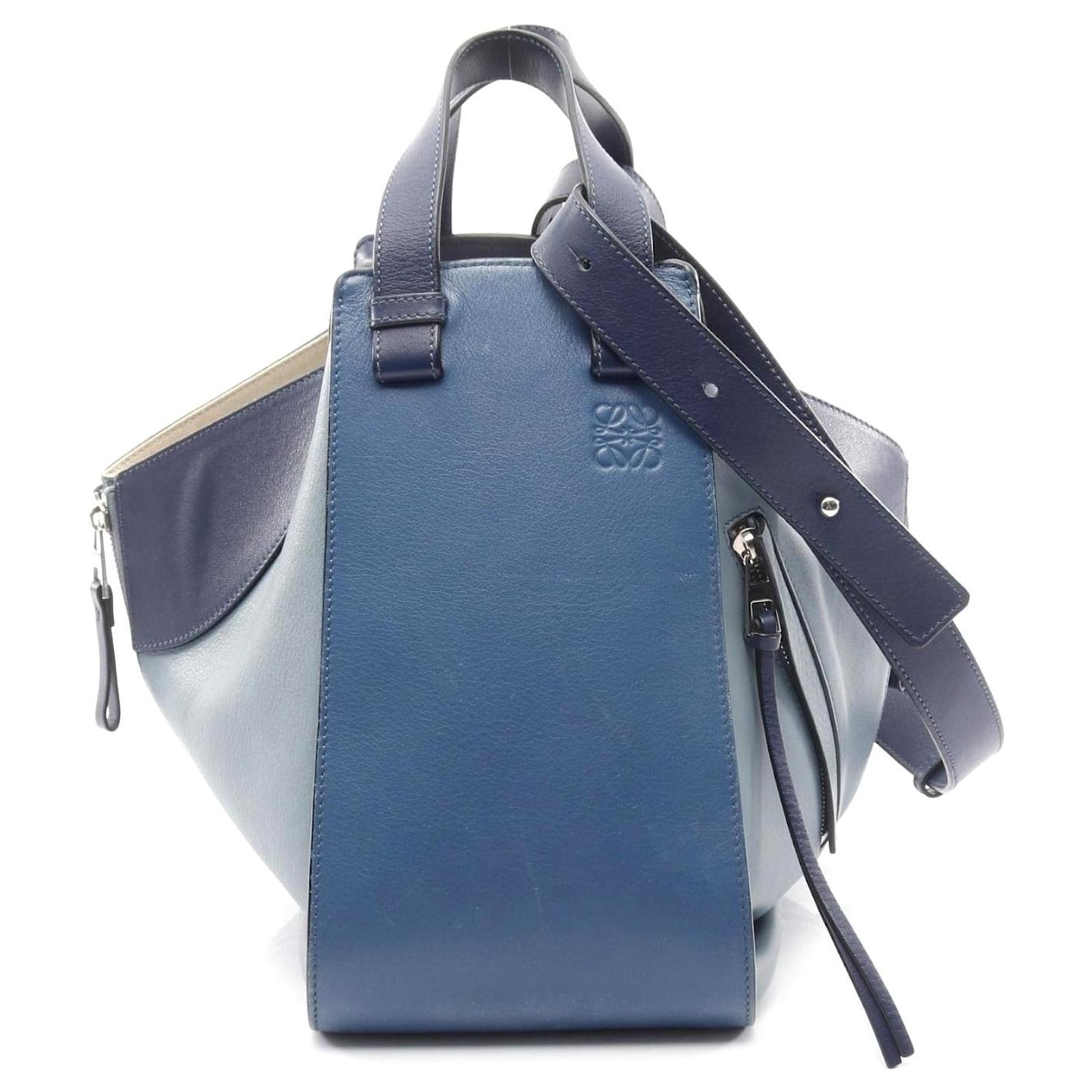 Loewe Hammock Medium Lederhandtasche Blau Kalbähnliches Kalb ref
