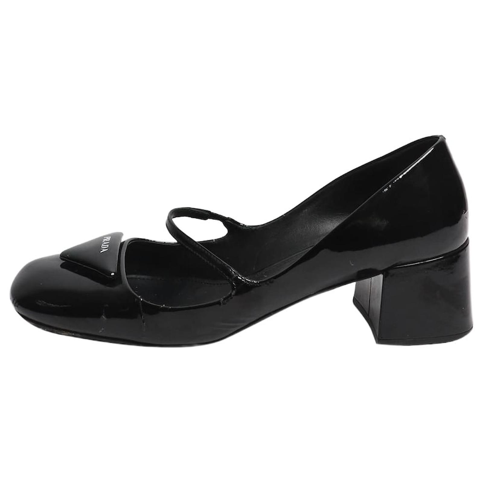 PRADA 黒 エナメル マリージェーン ハイヒール Prada Black patent