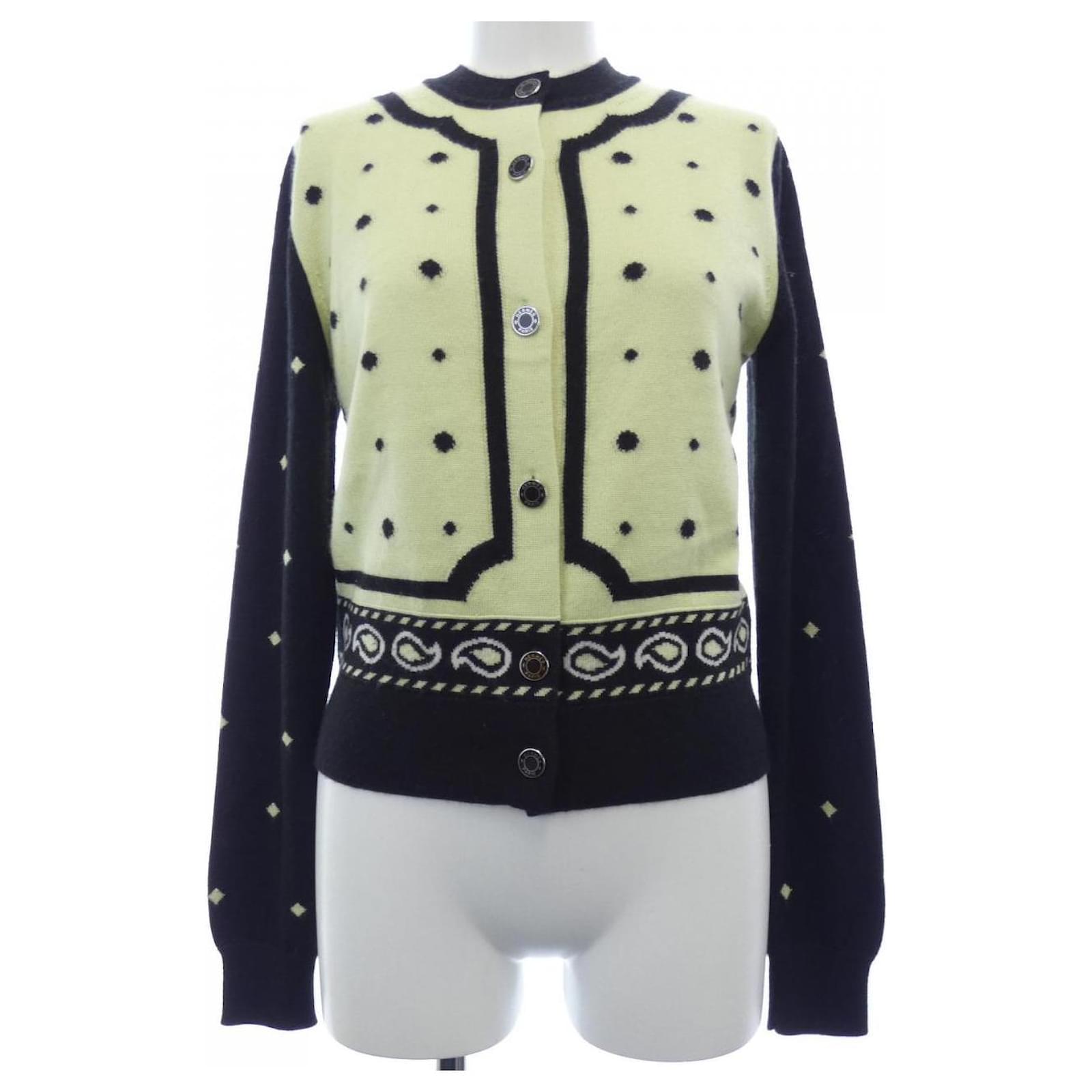Hermès 2H2703D8 Silk Cashmere Cardigan 34 Black Yellow ref.2642468