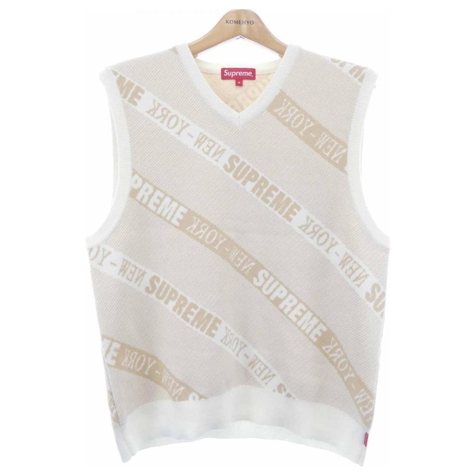 Supreme STRIPE SWEATER VEST Vest Beige Cotton ref.2644476 - Joli