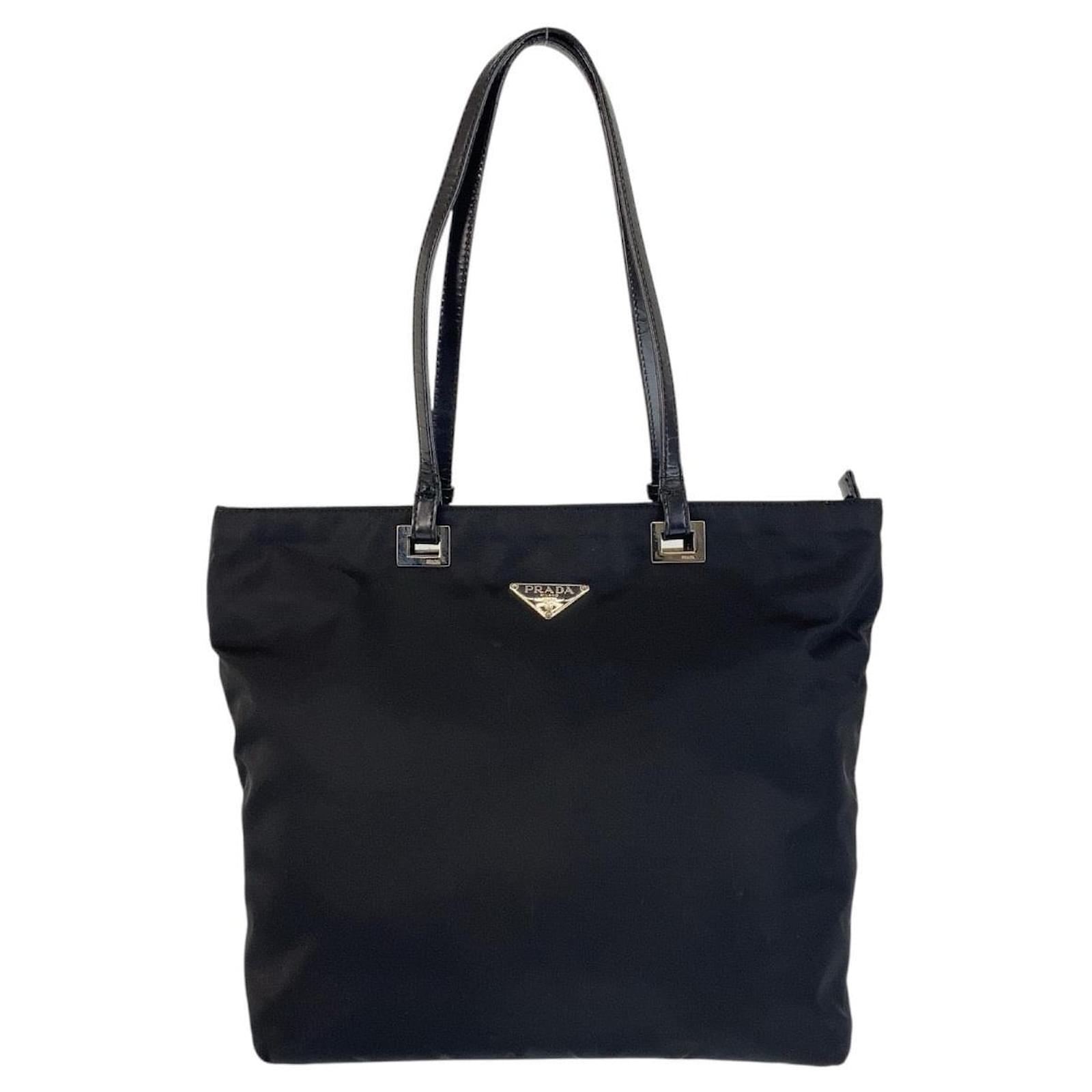 Prada Nylon Leather Tessuto Logo Tote Bag Black ref.2651994 - Joli