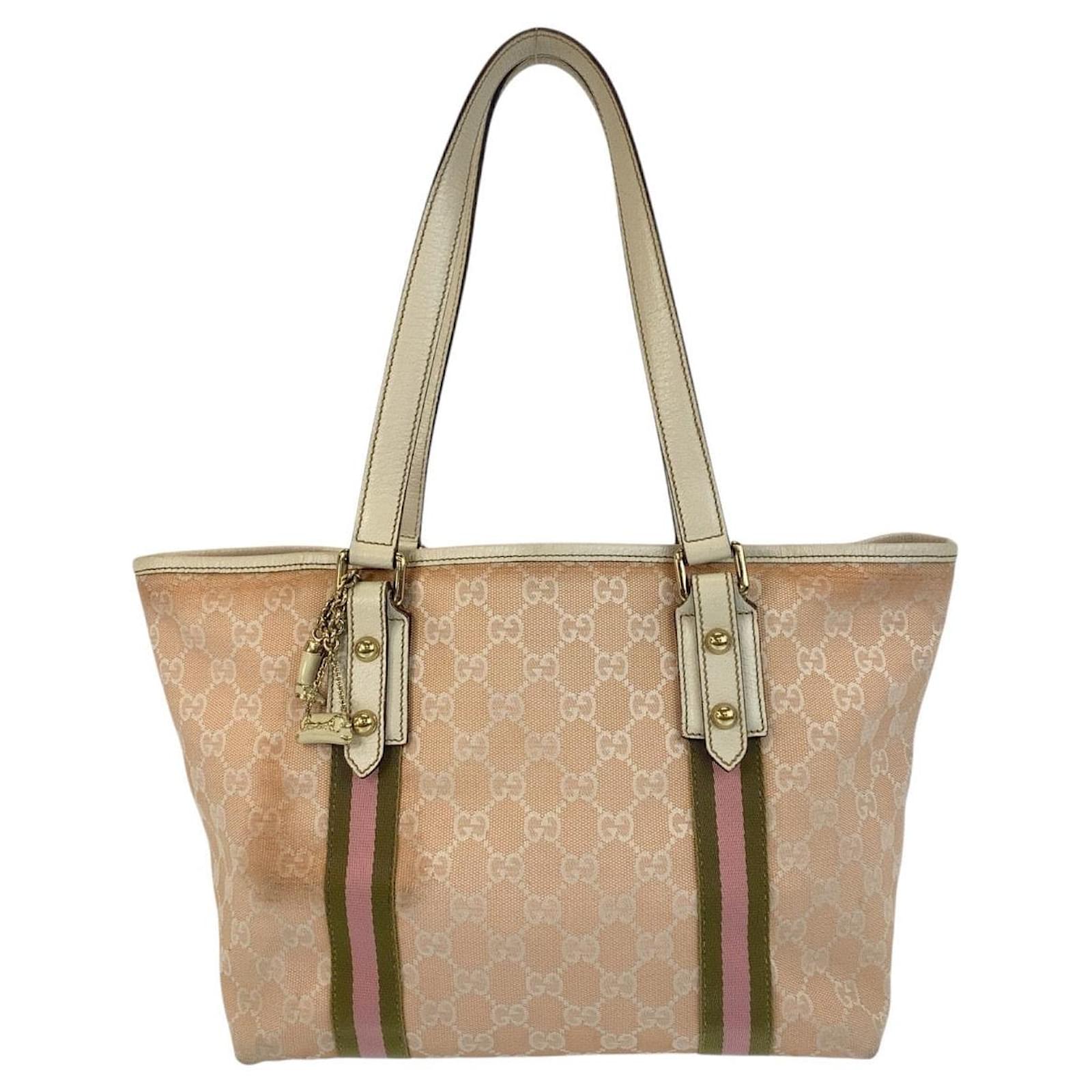 バッグ Gucci GG Canvas Leather Tote Bag Pink Gucci GG Canvas Leather Tote Bag Pink ref.2652593 - Joli Closet