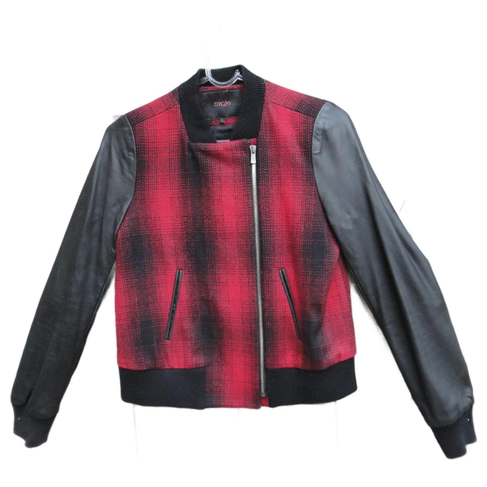 Veste Perfecto MAJE En Cuir Moutarde - Taille 1, Occasion Très Bon état