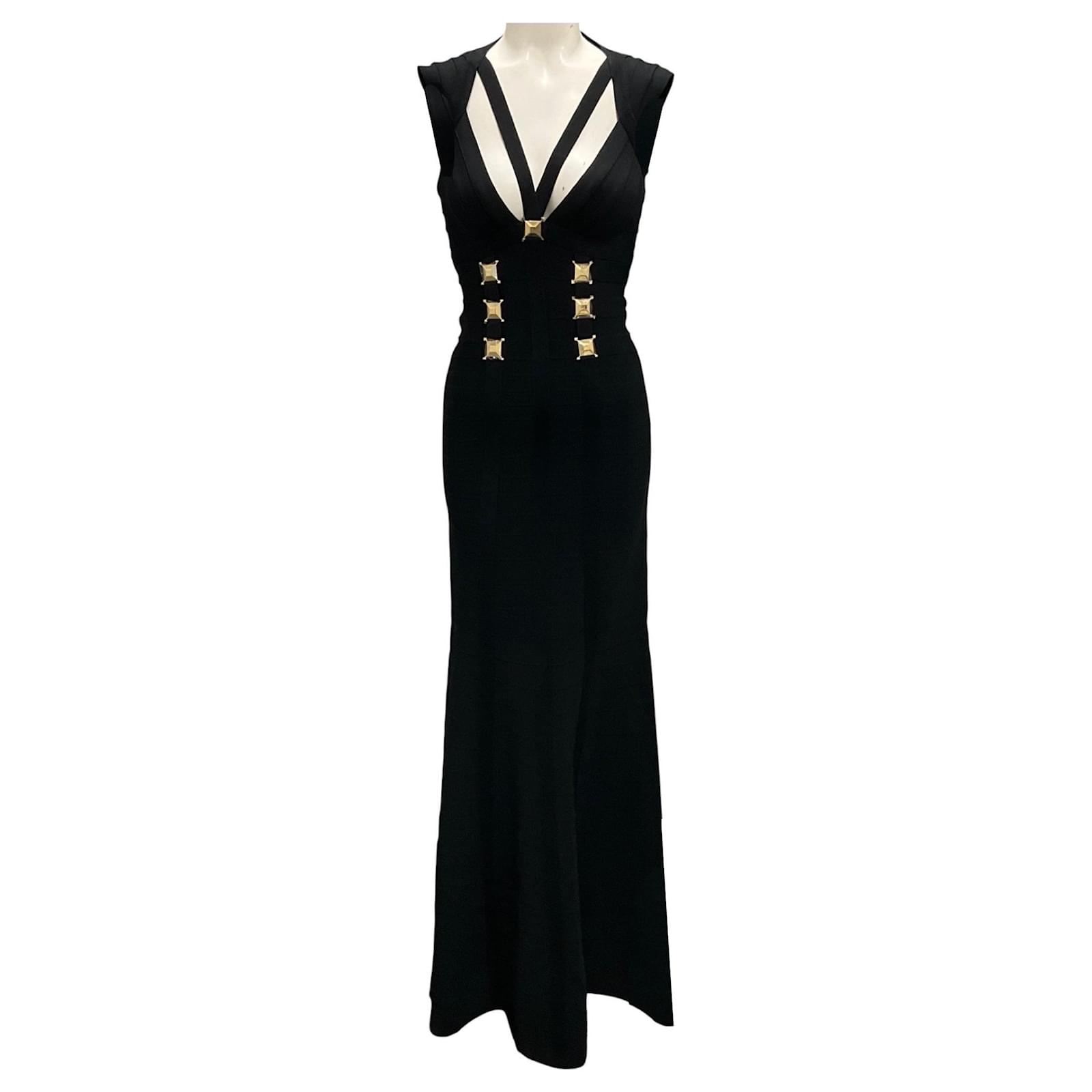 Herve Leger Black / Gold Hardware Eloni Bandage Gown (Sold) - Joli Closet